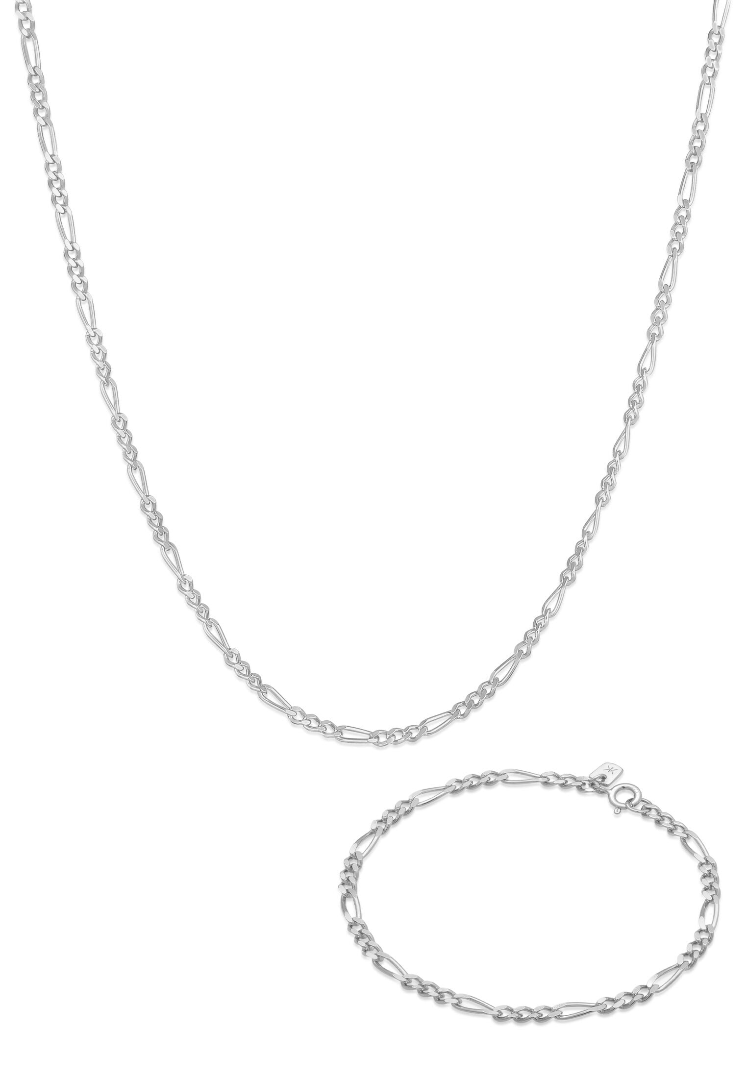 Kuzzoi Ketten und Armband Set »Schmuckset Herren Kette Armband Figaro 925 Sterling Silber« ()