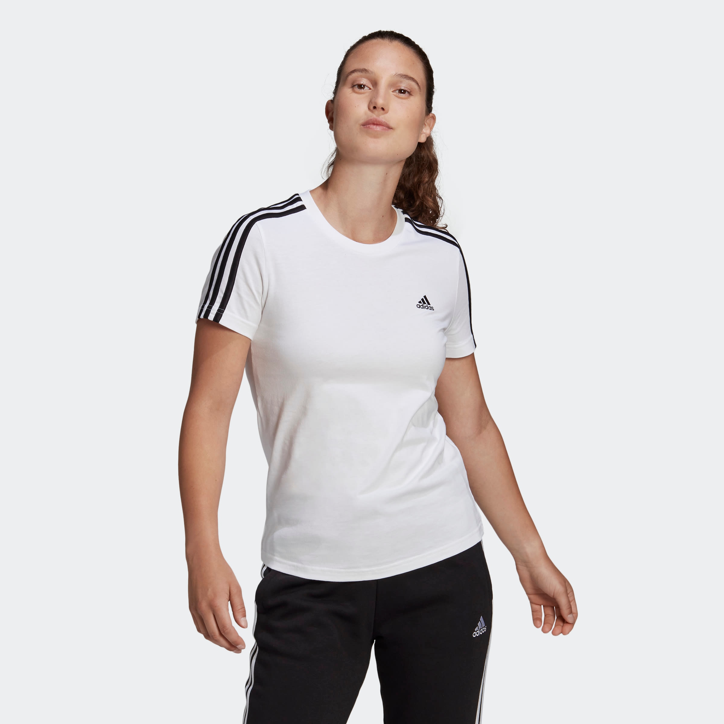 adidas Sportswear T-Shirt "LOUNGEWEAR ESSENTIALS SLIM 3-STREIFEN" günstig online kaufen