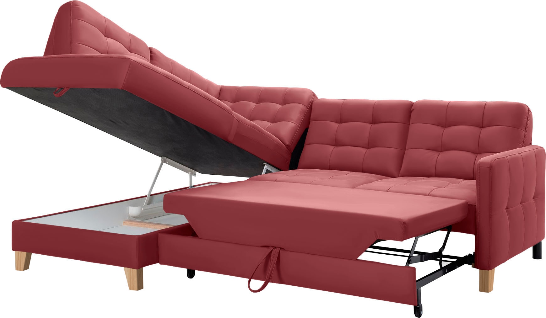 exxpo - sofa fashion Ecksofa »Elio, kompakt und komfortabel, bequem, zeitloses Design, L-Form«, wahlweise mit Bettfunktion und Bettkasten