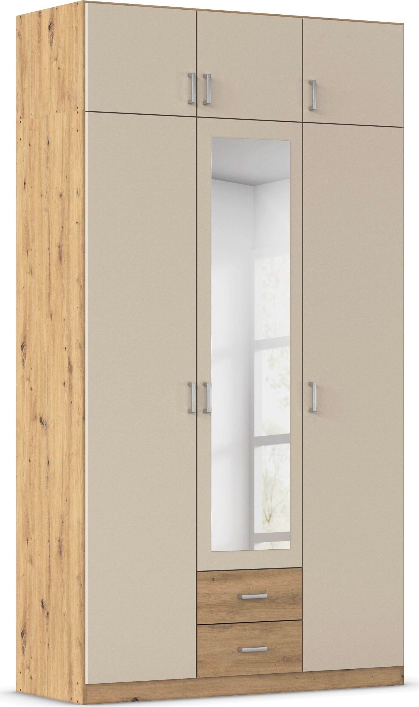 rauch Kleiderschrank "Schrank Garderobe Wäscheschrank GAMMA in 4 Breiten 91-226 cm" 3 verschiedene Ausstattungen BASIC/CLASSIC/PREMIUM (inkl. SOFT-CLOSE), mit Schubladen und Schrankaufsatz sowie Spiegel MADE IN GERMANY