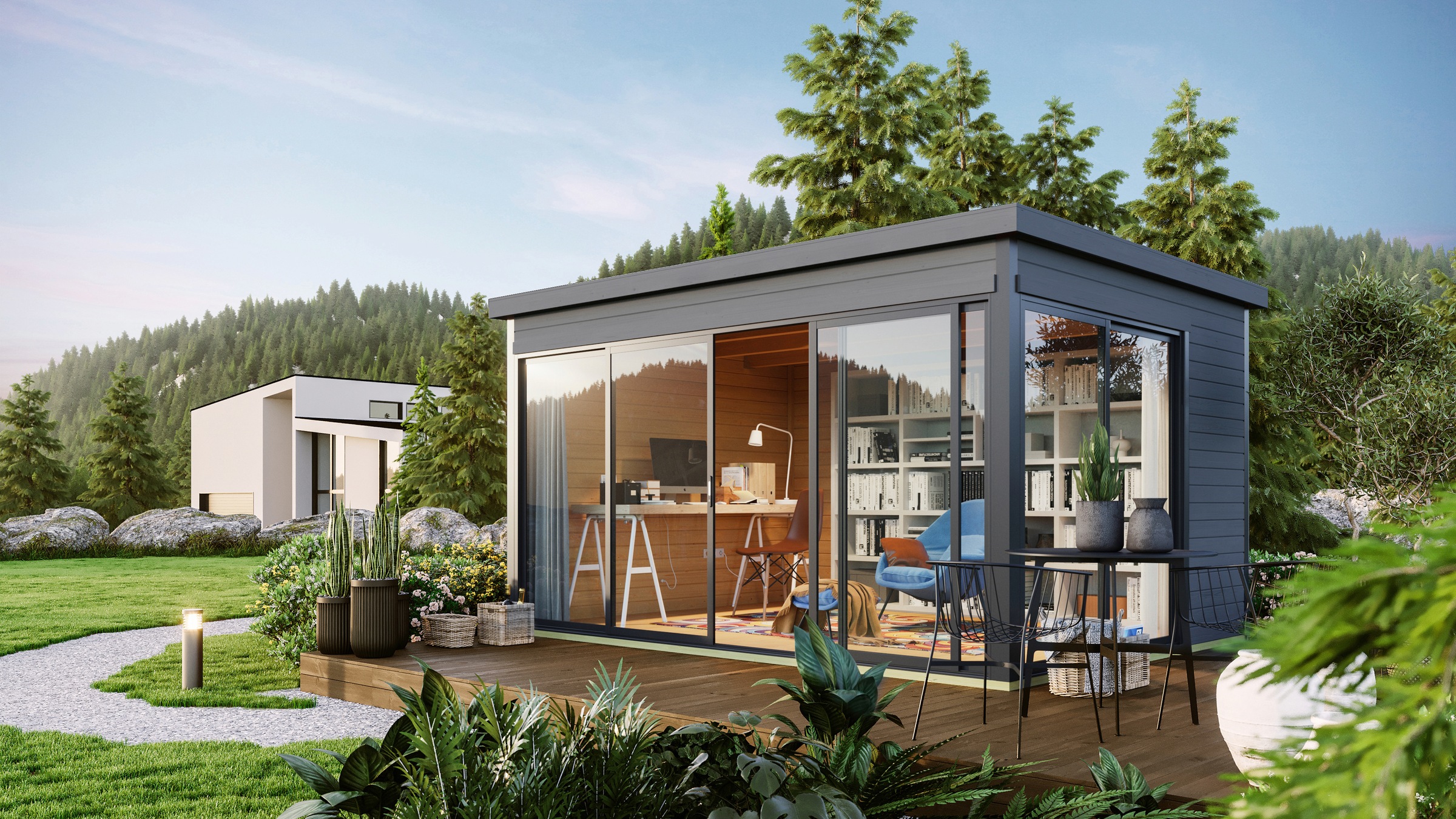 LASITA MAJA Gartenhaus »DOMEO 4 CARBONGRAU/ANTHRAZIT« Fundamentmass 4180 x 3219 , Carbongrau