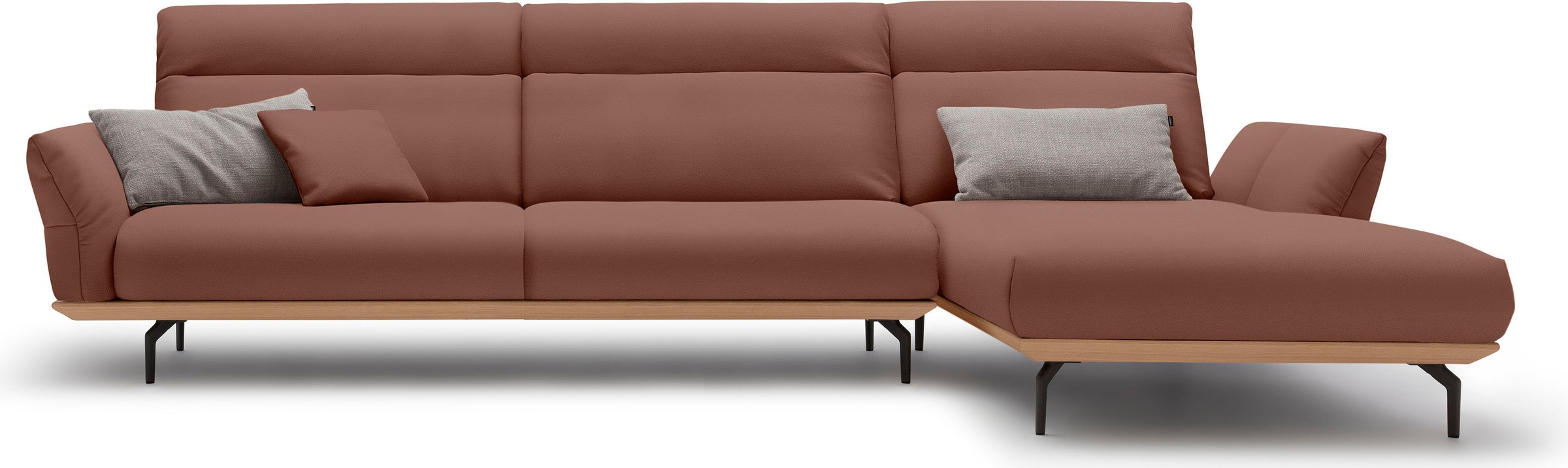 Creation BY ROLF BENZ Ecksofa "CR.460", Sockel in Eiche, Winkelfüße in Umbr günstig online kaufen
