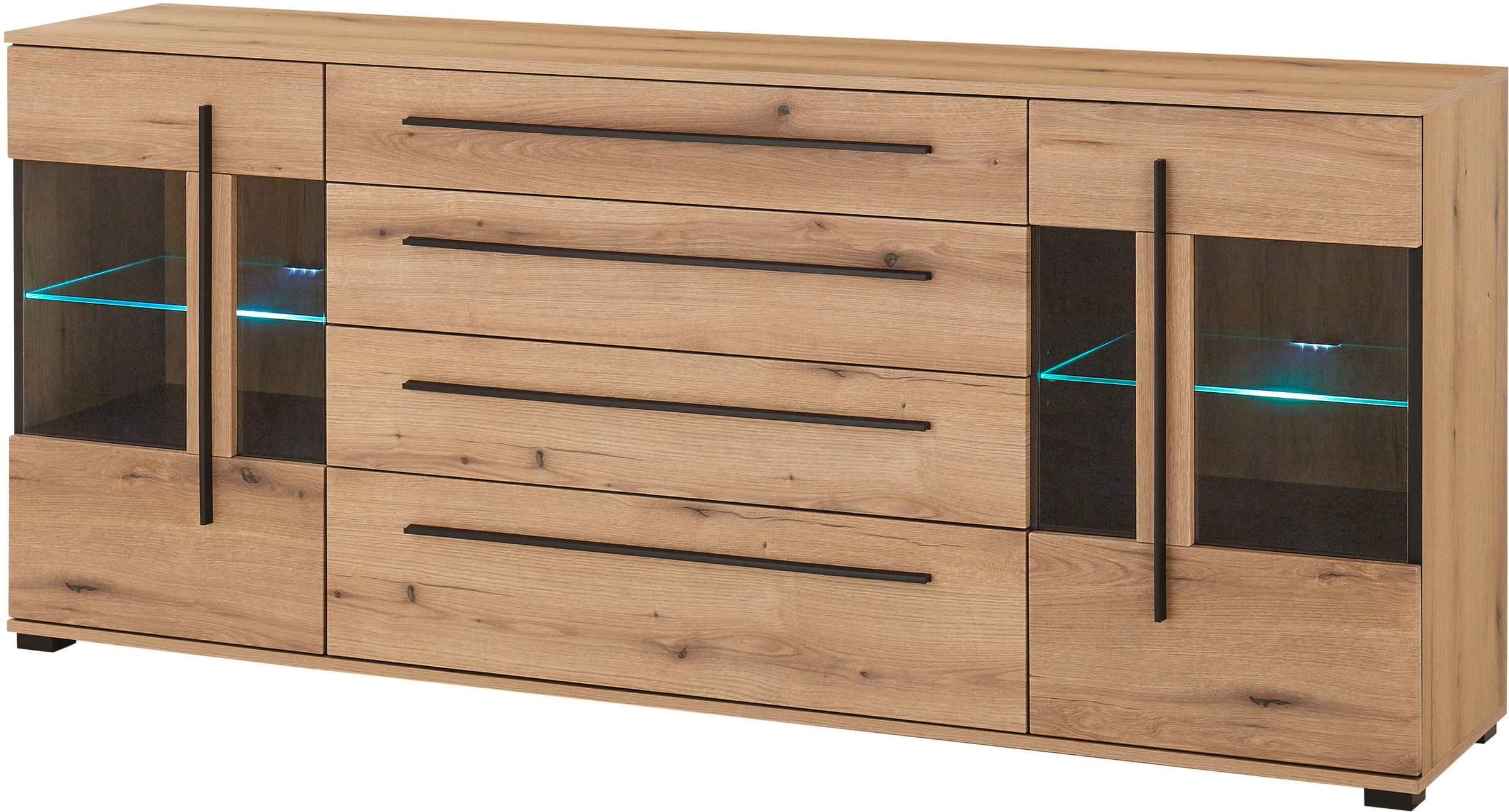 INOSIGN Sideboard »Cantara, moderner Schrank, Kommode in Eiche Evoke oder weiß«, schwarze Stangengriffe, ausreichend Stauraum, vielseitig einsetzbar