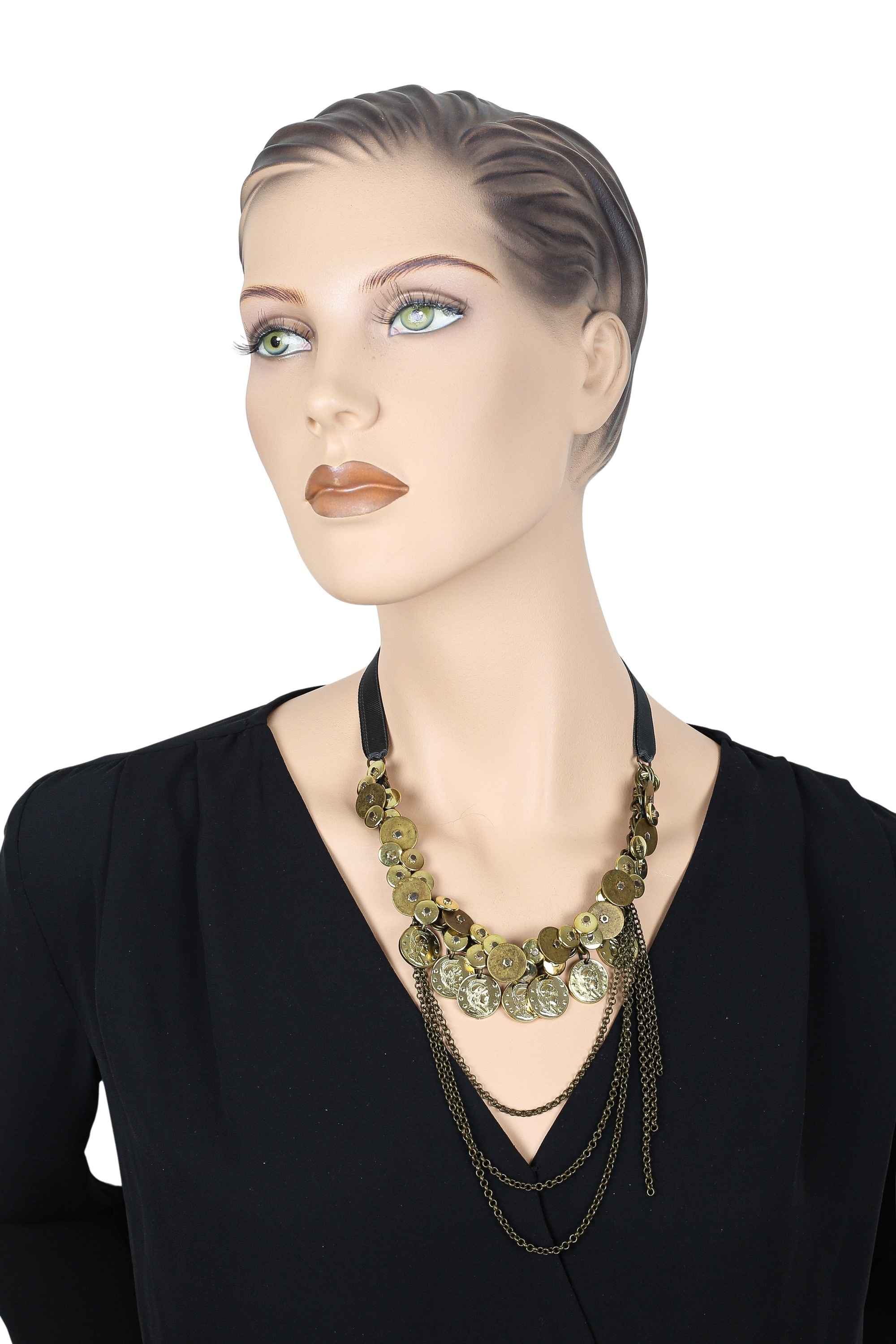 COLLEZIONE ALESSANDRO Lange Kette »VintageVibe«, mit Textilband und altgoldenen Elementen