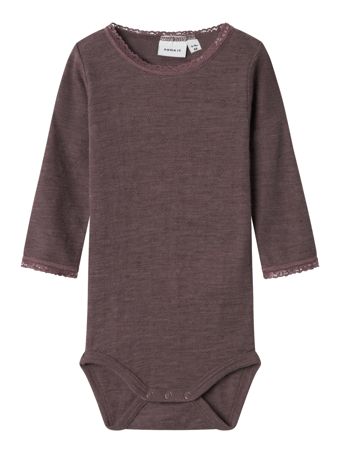 Name It Langarmbody "NBFWANG WOOL NEEDLE LS BODY SOLID NOOS", aus reiner Merinowolle