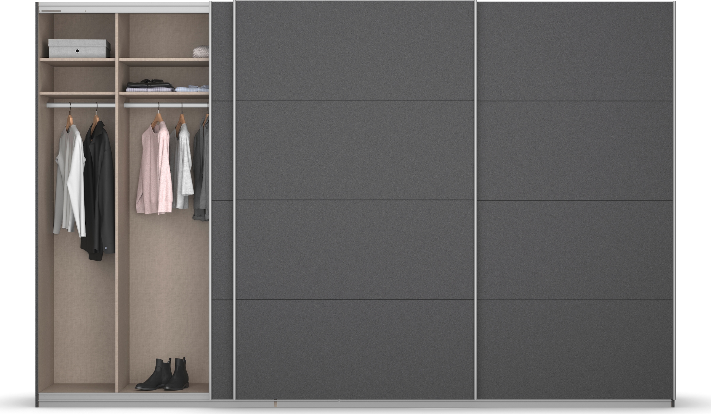rauch Schwebetürenschrank »Kleiderschrank Schrank Garderobe KOLUNA mit Dekor-Front«, inkl. 2 Innenschubladen sowie extra Einlegeböden MADE IN GERMANY