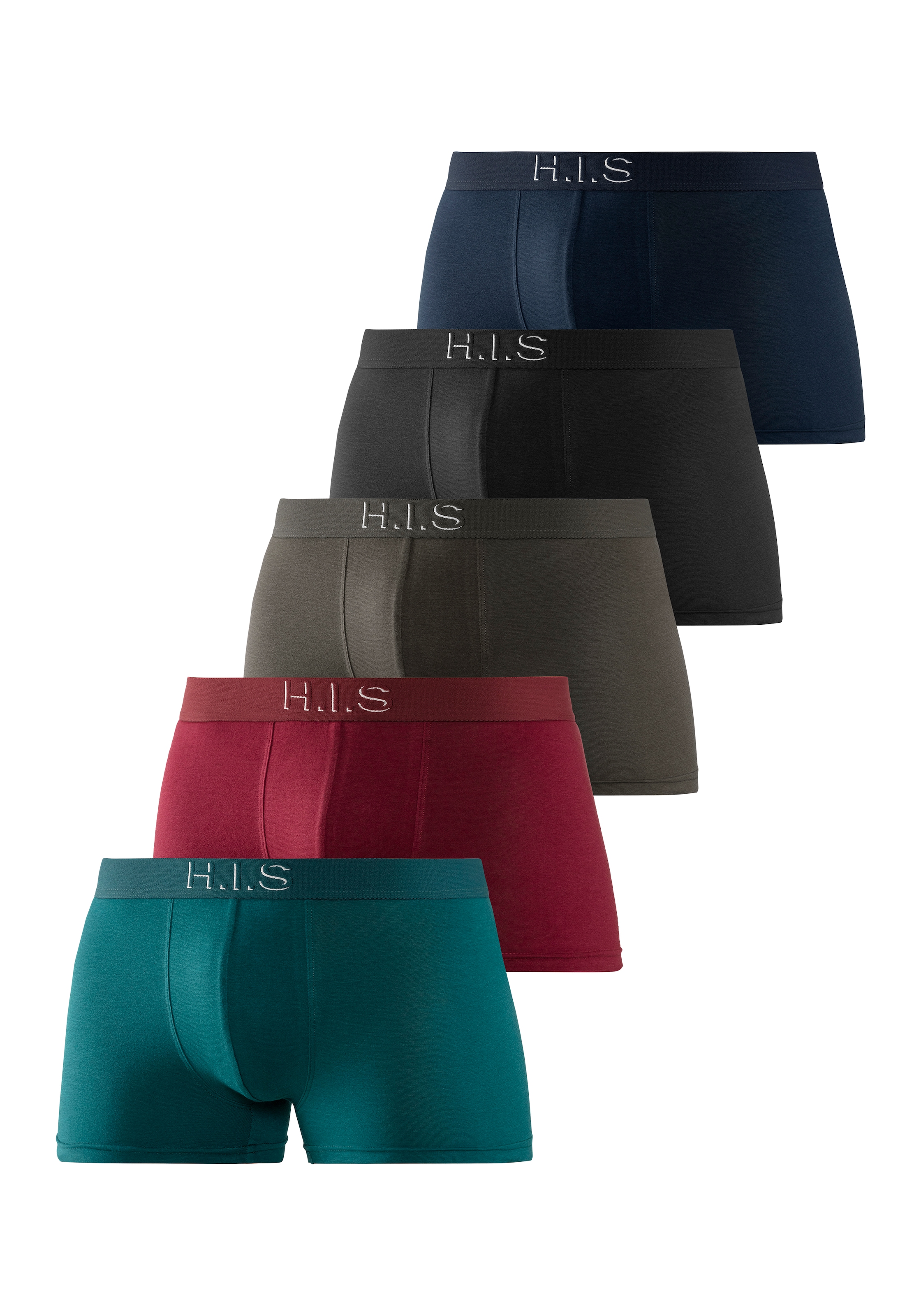 H.I.S Boxer »Boxershorts für Herren«, (Packung, 5 St.), Logo Webbund mit 3D Effekt