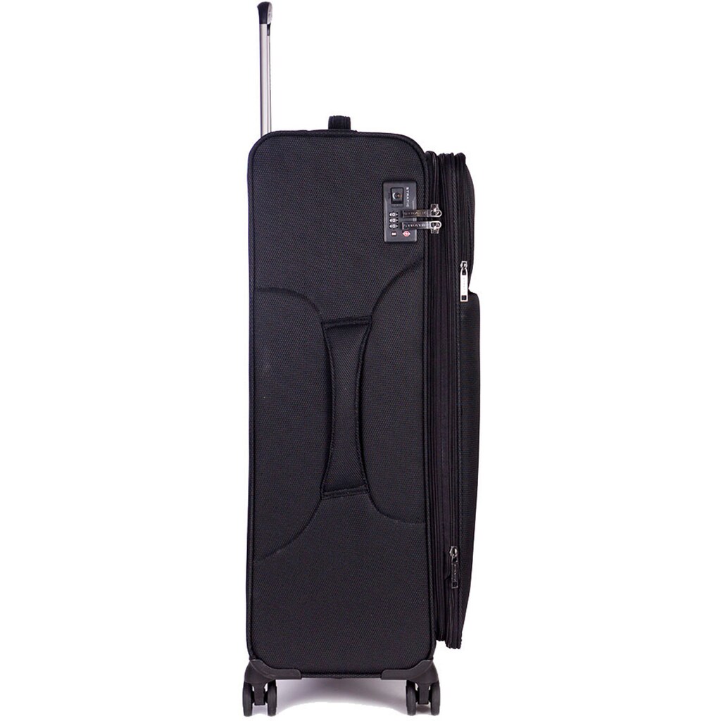 Stratic Weichgepäck-Trolley »Stratic Light + L, black«, 4 Rollen, Reisekoffer großer Koffer Aufgabegepäck TSA-Zahlenschloss