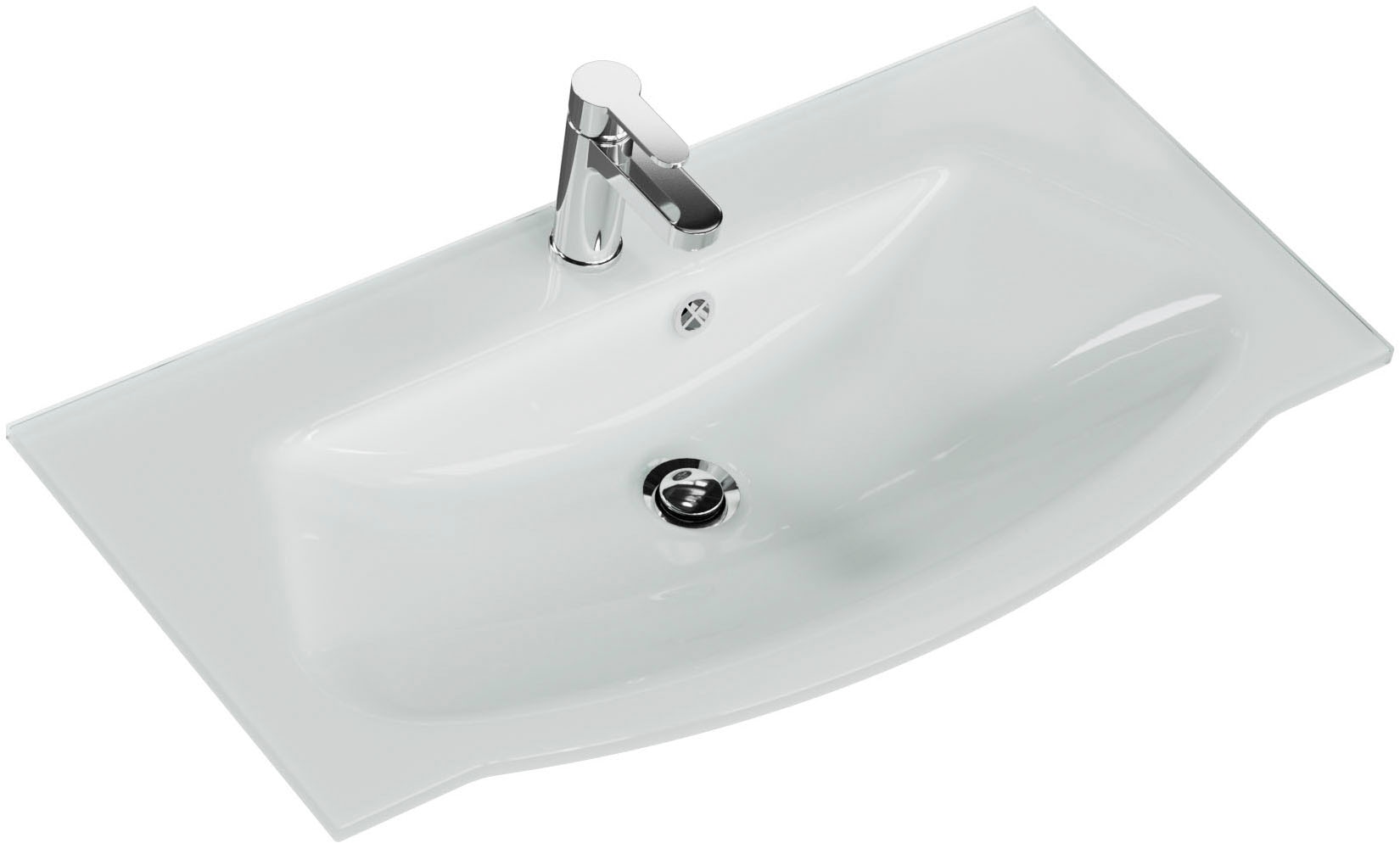 Saphir Waschtisch »Serie 4005 Glas-Waschtisch mit Unterschrank, 92 cm breit«, Waschplatz mit 2 Schubladen, Badmöbel-Set mit Waschtisch