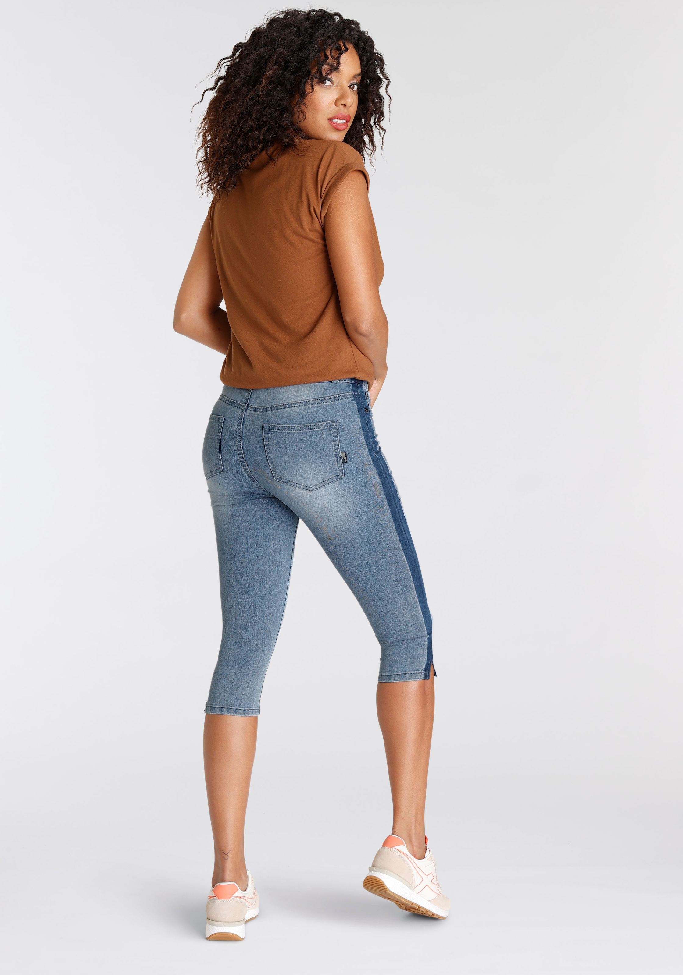 High Caprijeans seitlichem mit Arizona Stretch«, kaufen | »Ultra Waist Streifen BAUR