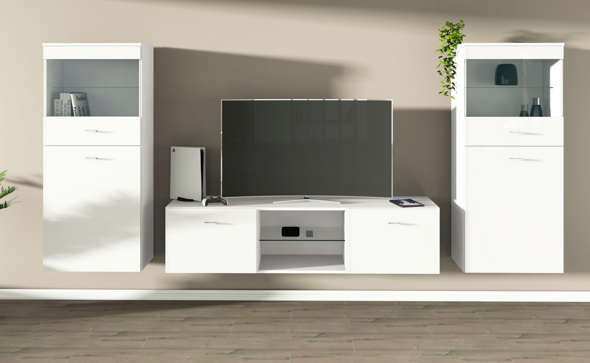 borchardt Möbel Wohnwand "Scala, moderne Mediawand mit Vitrinen und Lowboar günstig online kaufen