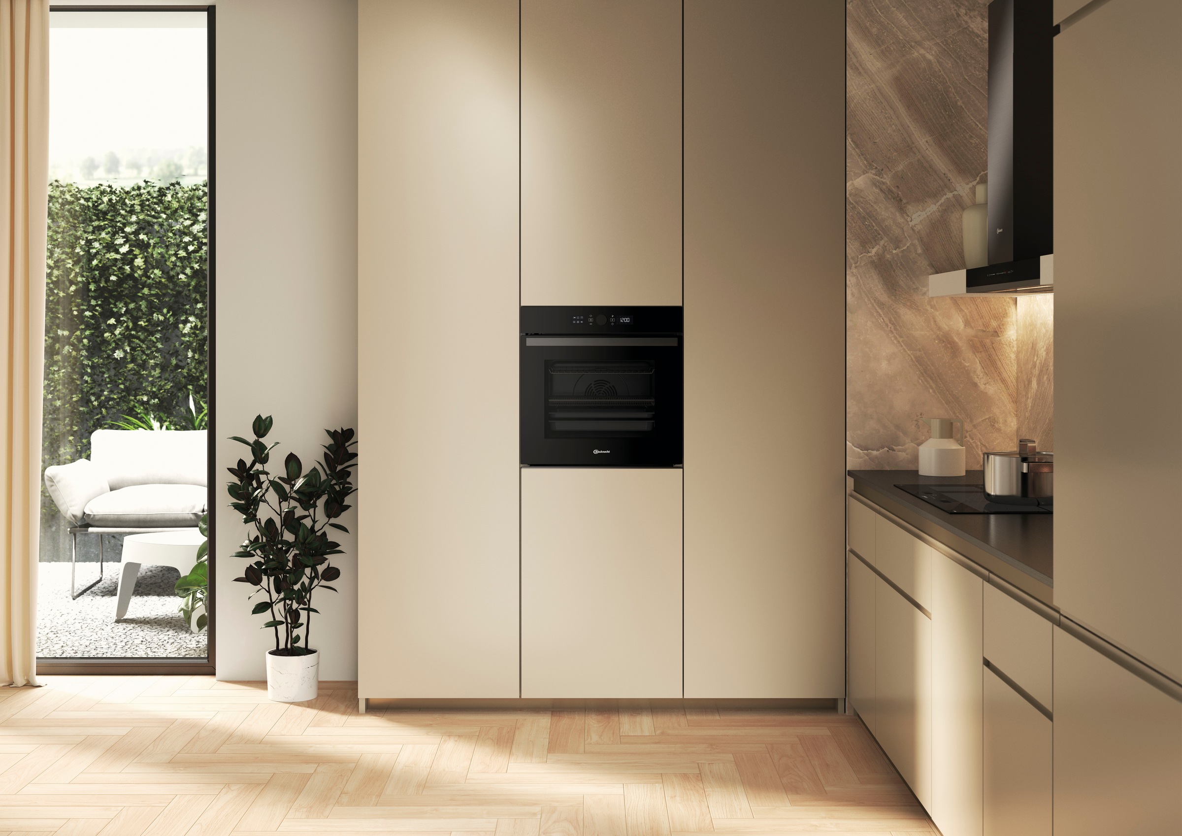 BAUKNECHT Pyrolyse Backofen  »BBI4S8PM1SK«, mit 1-fach-Teleskopauszug, Pyrolyse-Selbstreinigung, AirFry-Funktion, Pizzafunktion, 1-fach-Teleskopauszug, Gentle Steam