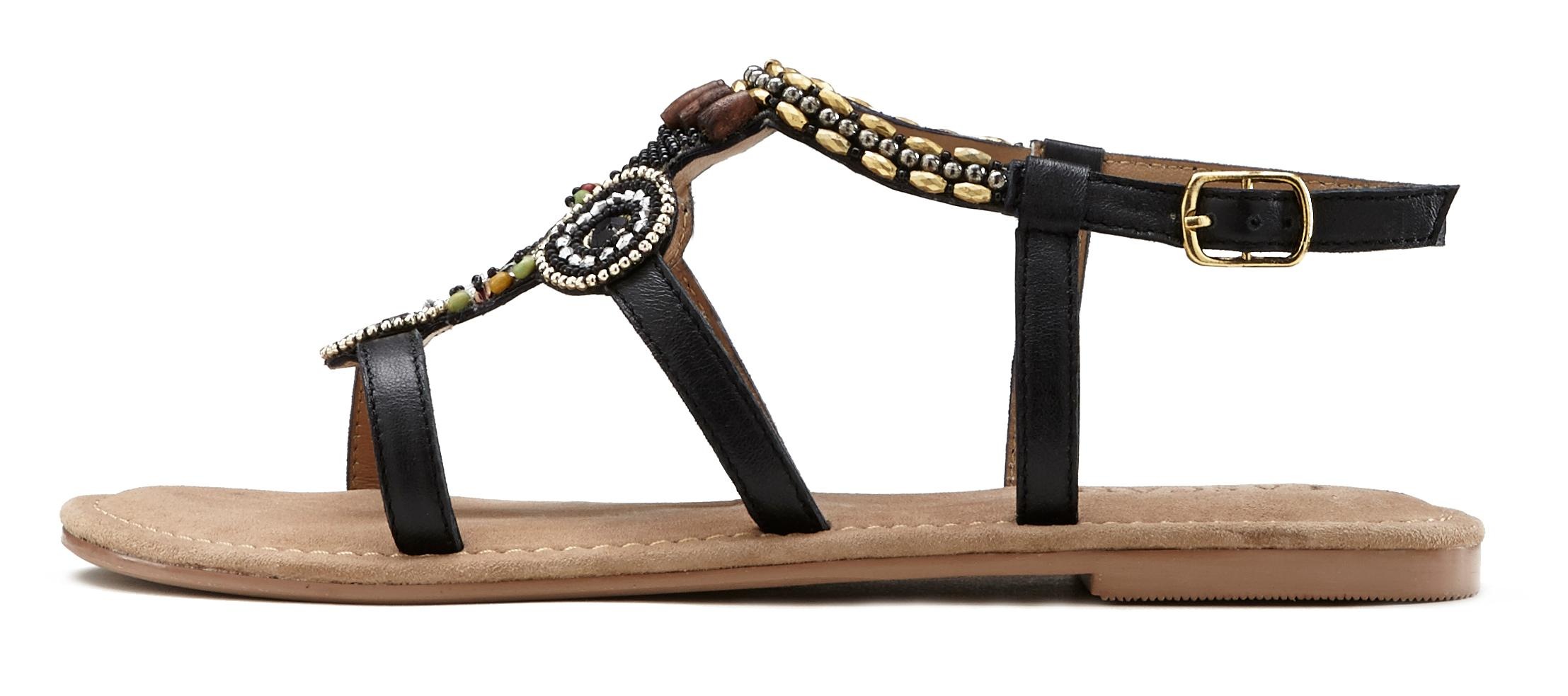 LASCANA Sandale "Sommerschuh", Sandalette, Sommerschuh aus Leder mit Steinc günstig online kaufen