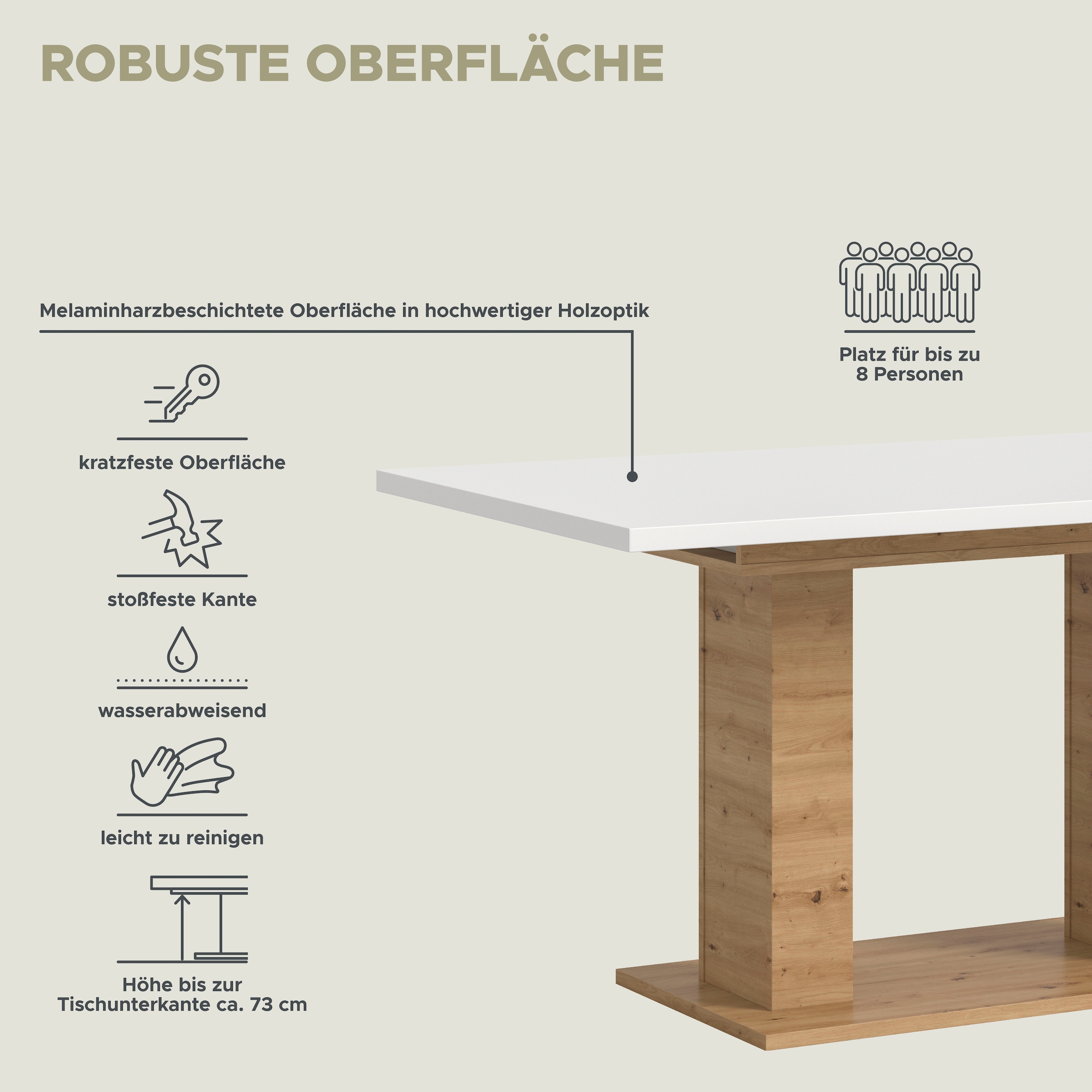 INOSIGN Esstisch »Motus, ausziehbar 150 -190 cm, inklusive 40 cm Einlegeplatte«, (Set, 1 St.), Doppelsäulengestell mit Bodenplatte, Tisch, Esstisch, Küche