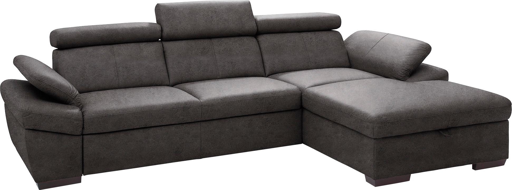 exxpo - sofa fashion Ecksofa »Salerno, klassisch modernes Funktionssofa, hoher Sitzkomfort, L-Form«, inkl. Kopf- und Armteilverstellung, wahlweise mit Bettfunktion
