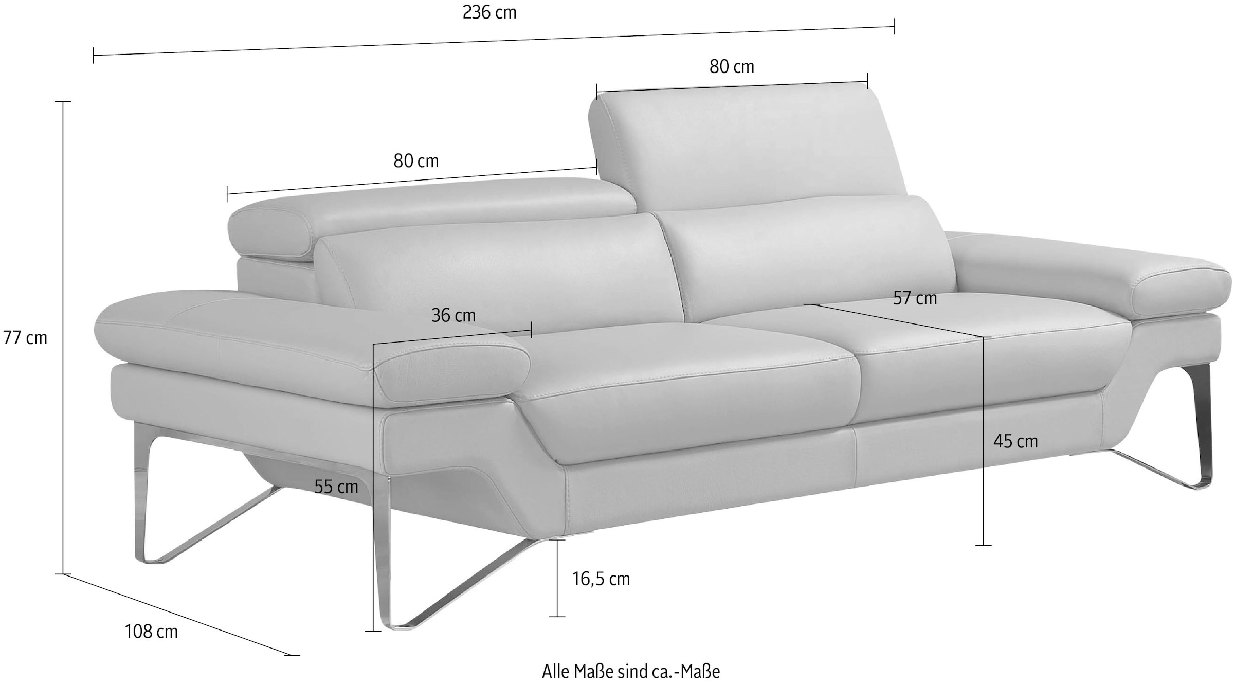 Egoitaliano 2,5-Sitzer "Princess, Designsofa und super bequem, tolle Detailverarbeitung", inkl. verstellbarer Kopfteile