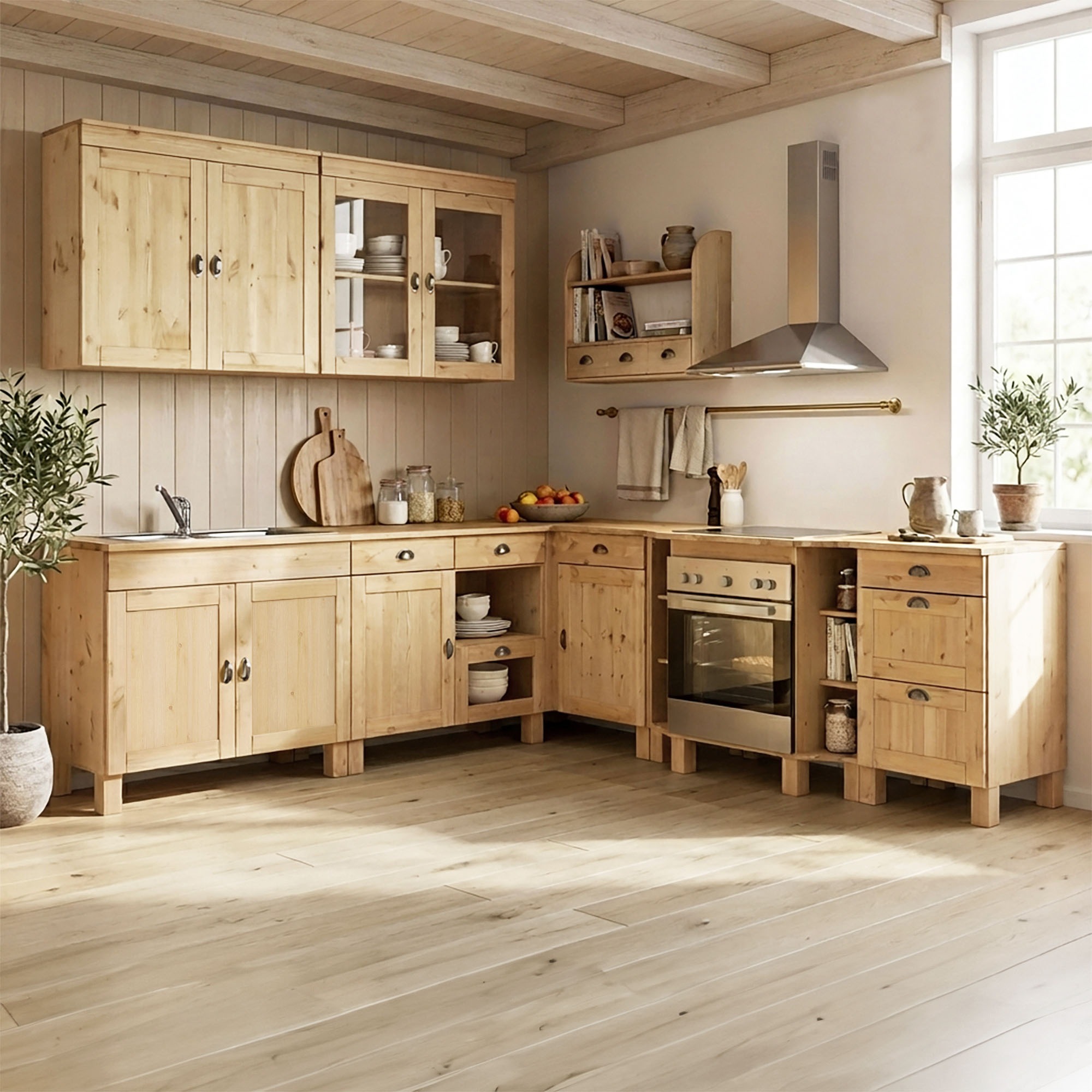 Home affaire Hängeregal »Oslo« 75 cm breit, aus massiver Kiefer, 1 breite Schublade, Metallgriffe