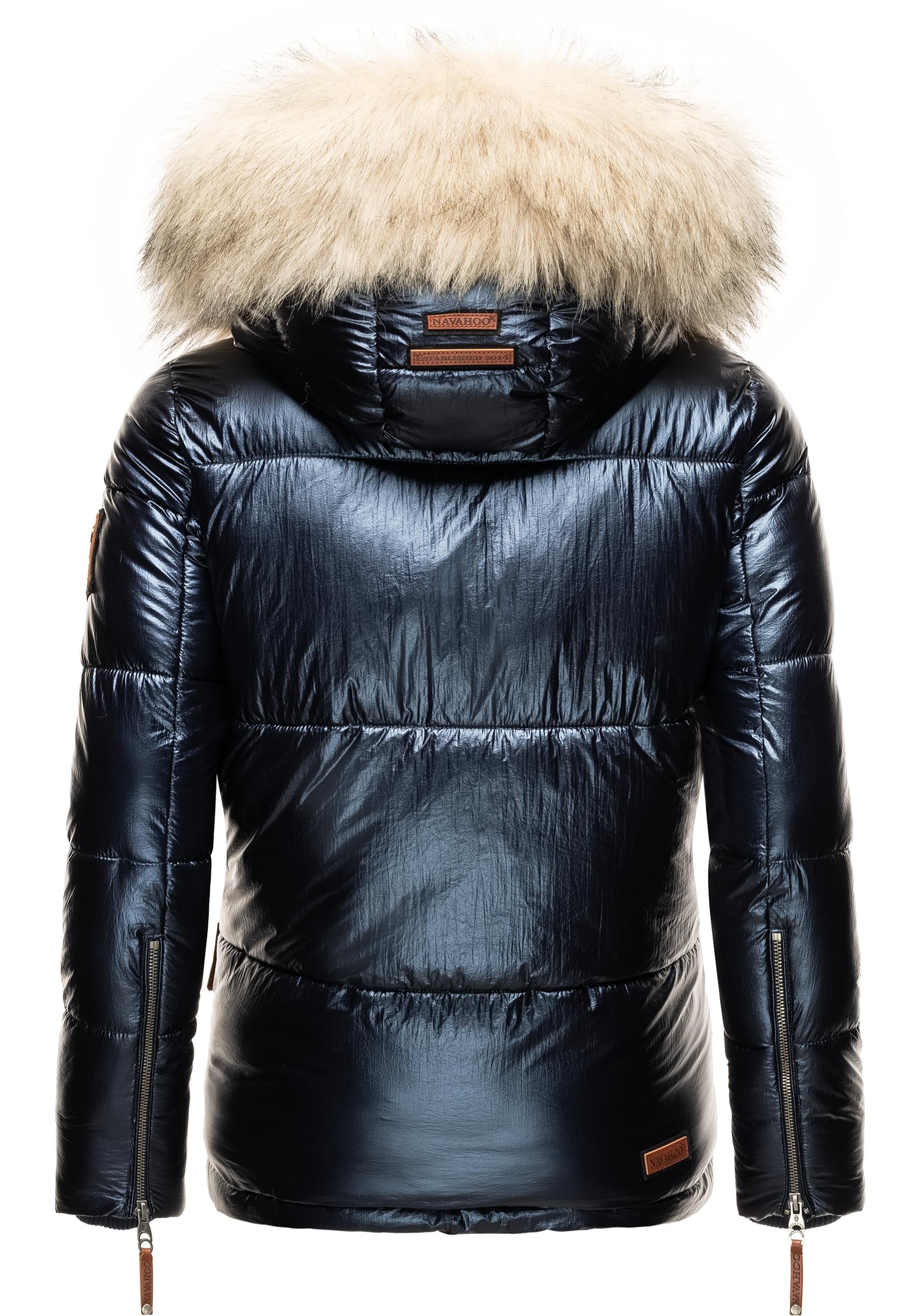 Navahoo Winterjacke »Tikunaa«, mit Kapuze, warm gefütterte Damen Steppjacke mit Kunstfellkapuze