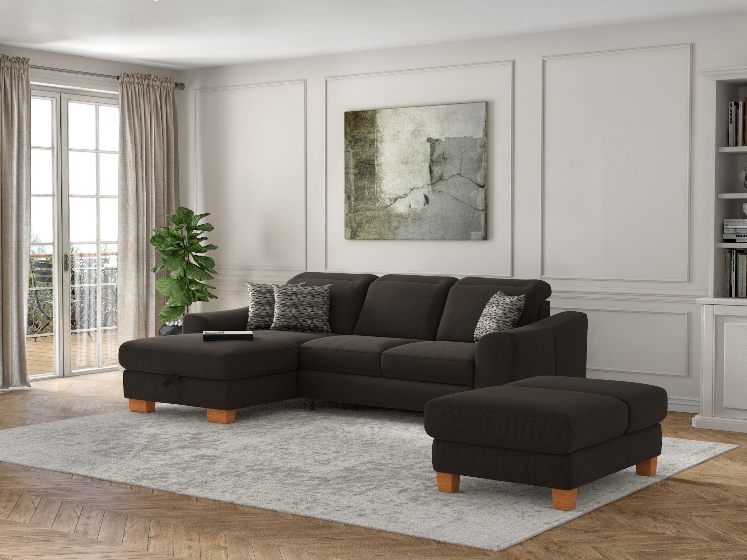 SIT & MORE Dundee L-Form Corner Sofa Brown 4