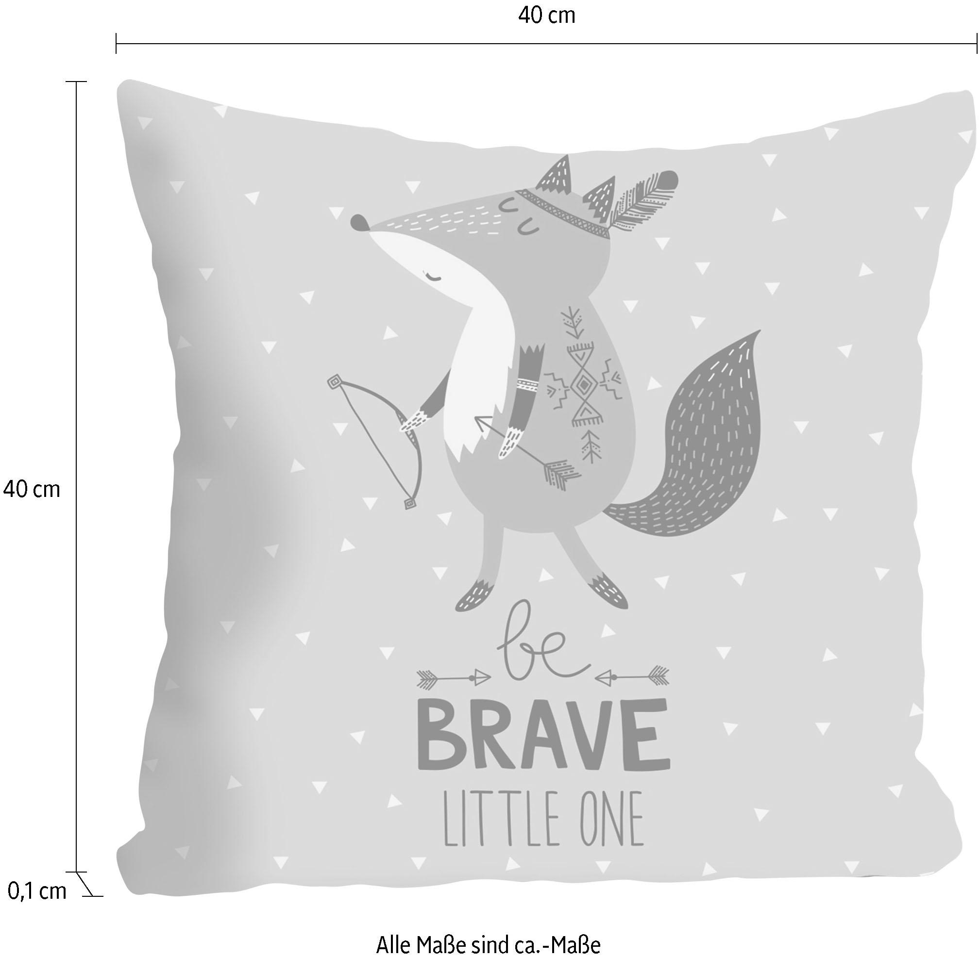 queence Dekokissen »Be Brave« mit kleinem Fuchs, Kissenhülle ohne Füllung, 1 Stück