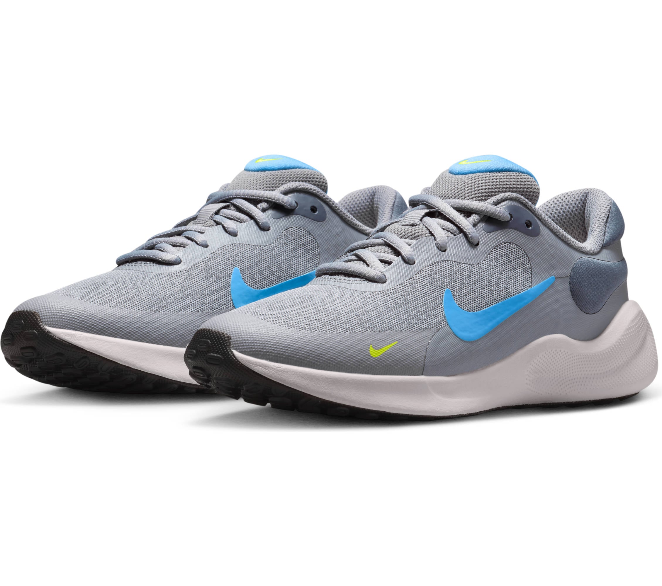 Laufschuh NIKE "REVOLUTION 7 (GS)", Kinder, Gr. 40, cement grau, university blau, light carbon, Synthetik, Textil, Schuhe Laufschuh, Für Kinder & Jugendliche