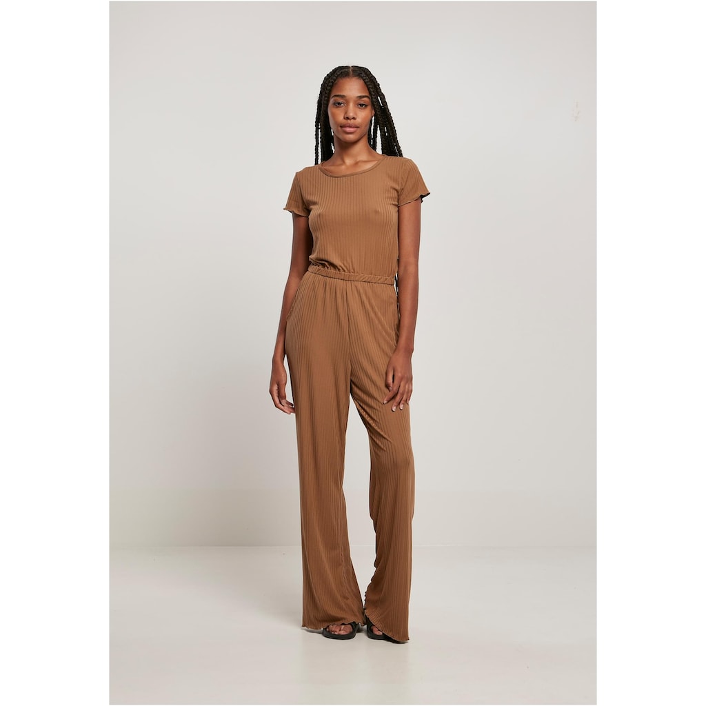 URBAN CLASSICS Jumpsuit »Urban Classics Damen Ladies Rib Wid Leg Jumpsuit«, (1 tlg.)