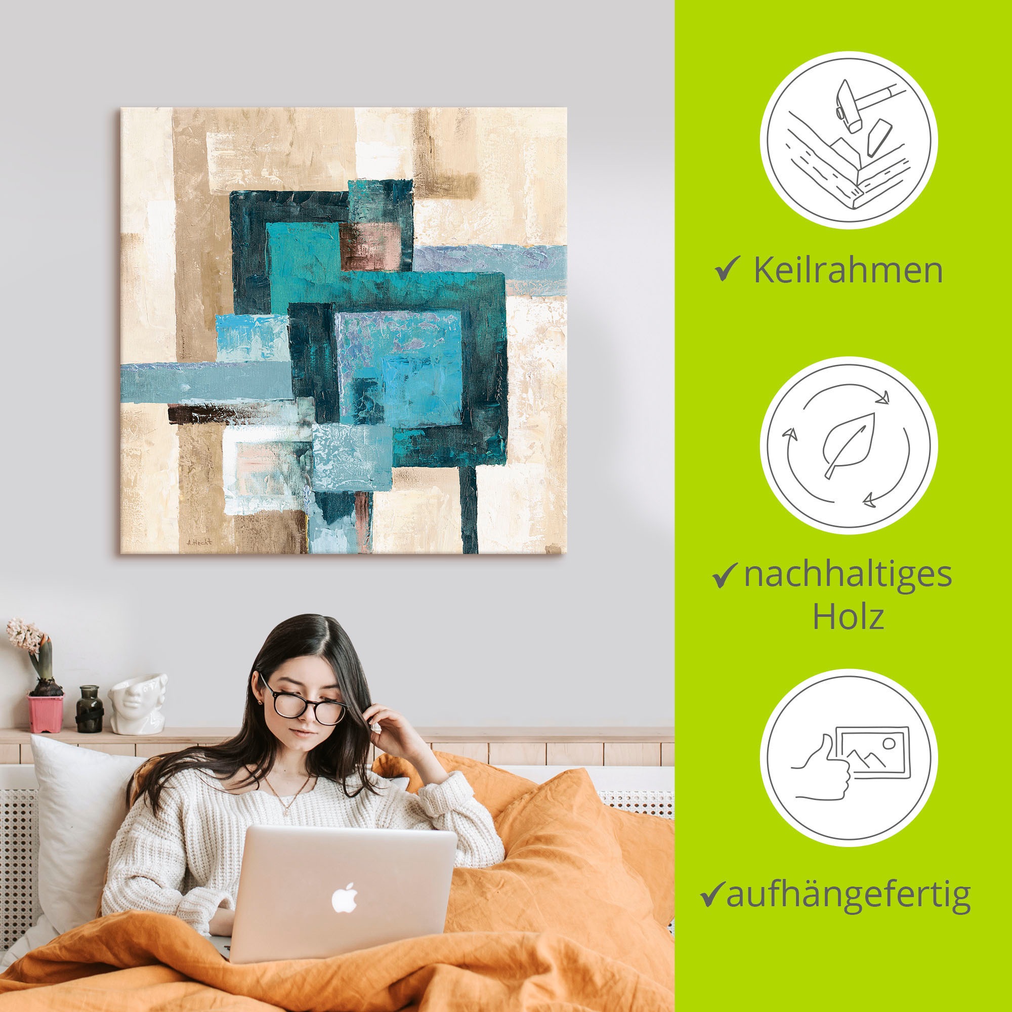 Artland Wandbild »Abstrakte Karos«, Muster, (1 St.), als Leinwandbild, Poster, Wandaufkleber in verschied. Größen