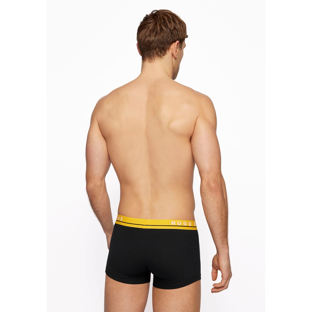 Herrenmode Herrenwäsche BOSS Boxer, (3 St.), mit farbigem Webbund schwarz-gelb + schwarz-blau + schwarz-grün Herrenmode Herrenwäsche BOSS Boxer, (3 St.), mit farbigem Webbund schwarz-gelb + schwarz-blau + schwarz-grün