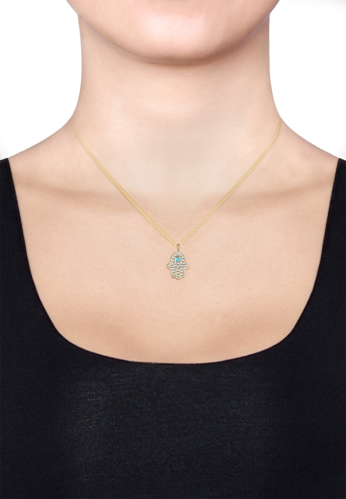 Elli Collierkettchen »Hamsa Hand der Fatima Zirkonia 925 Silber«