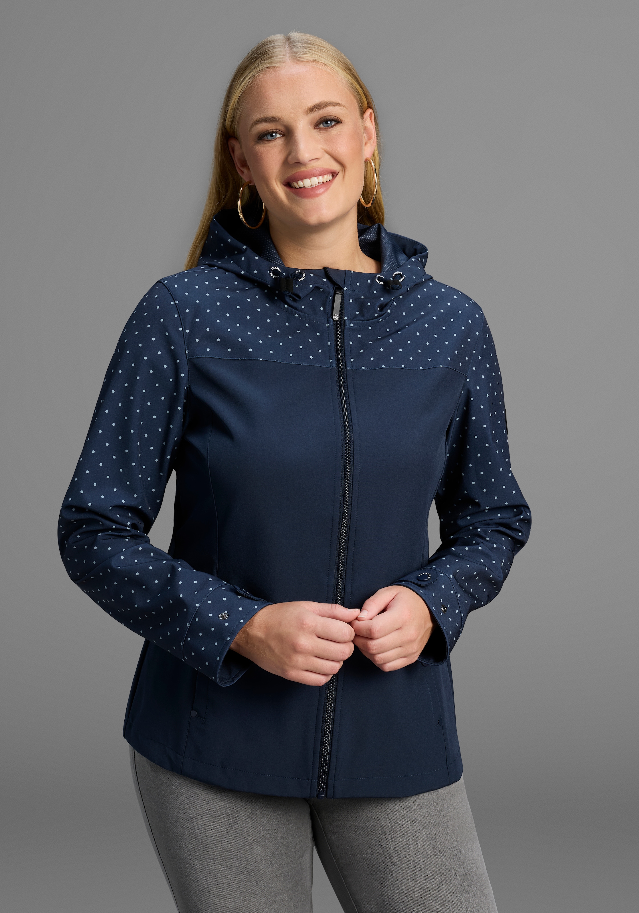 Polarino Softshelljacke mit Kapuze mit Druck, Übergangsjacke günstig online kaufen