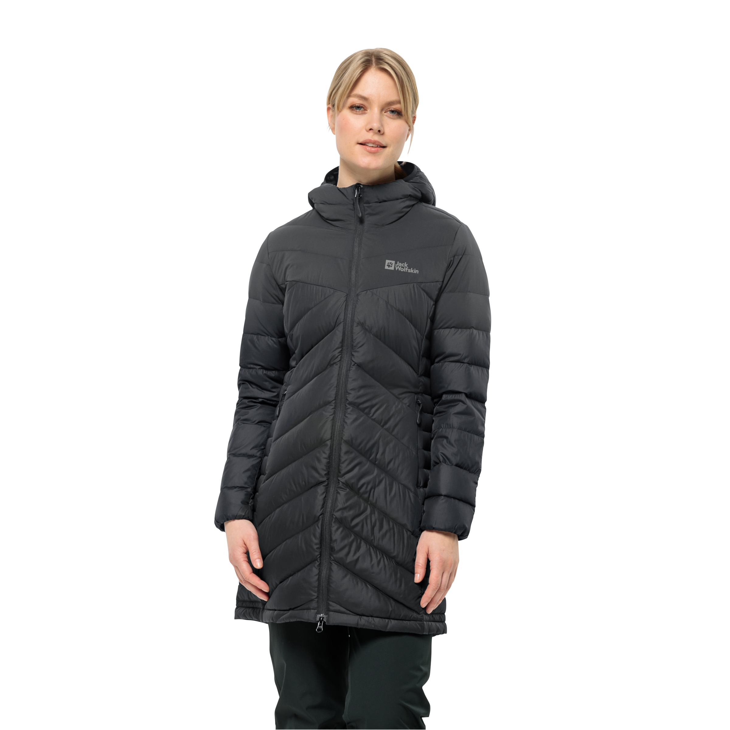 Jack Wolfskin Daunenjacke "TUNDRA DOWN COAT W", mit Kapuze, aus recycelten Materialien und nachhaltig erzeugten Daunen