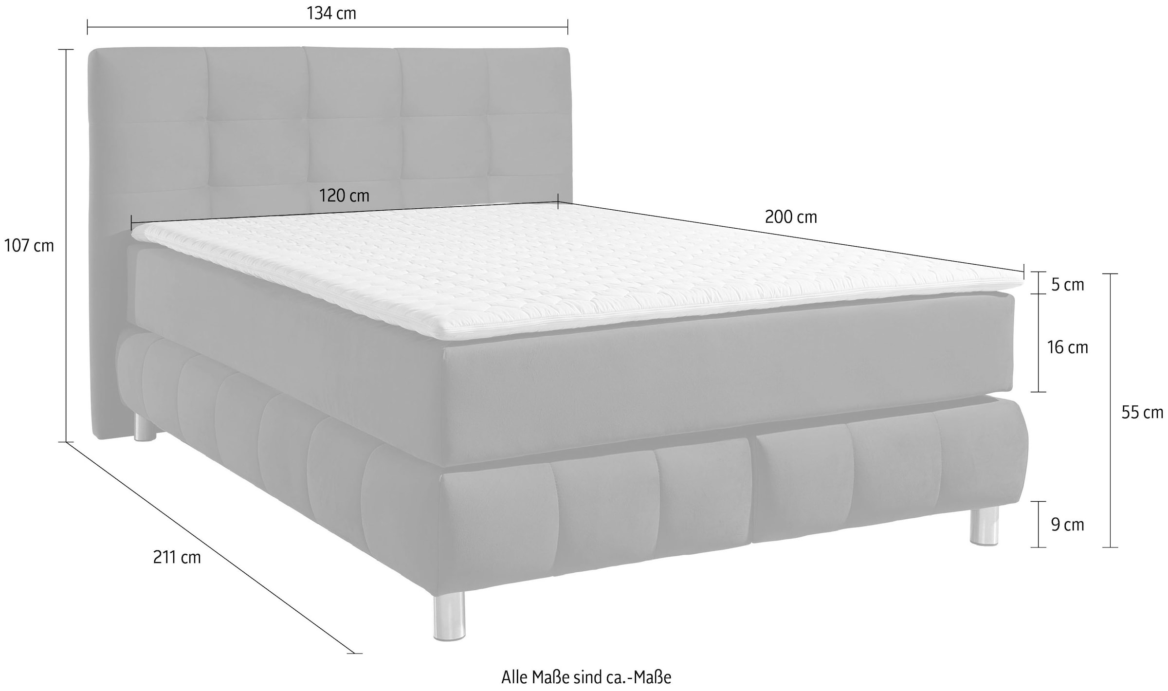 andas Boxspringbett »Salo«, incl. Topper, 6 Breiten, 2 Härtegrade, TFK auch in Härtegrad 4