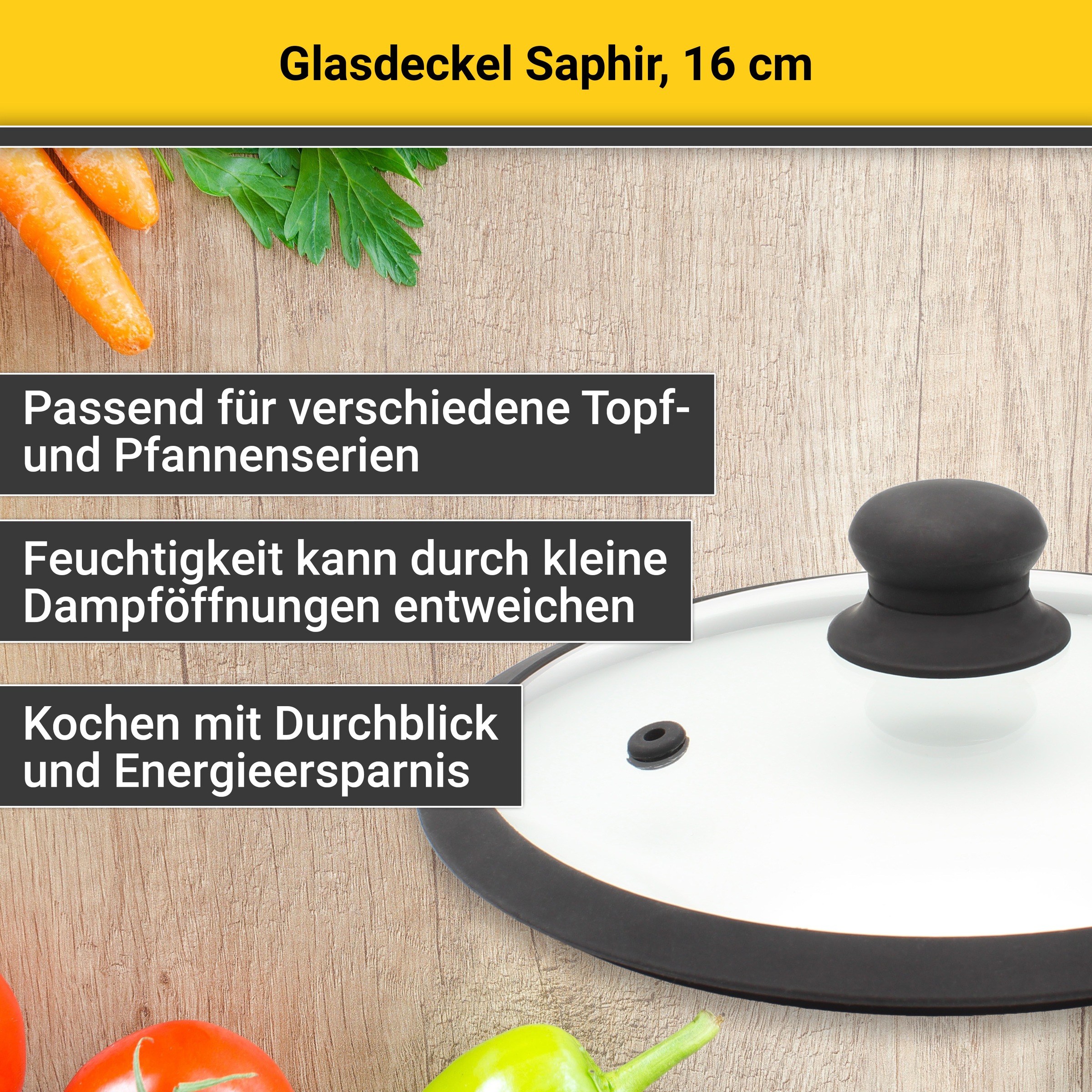 Krüger Deckel "Glasdeckel Saphir mit Soft-Touch-Knopf" hitzebeständig bis 1 günstig online kaufen