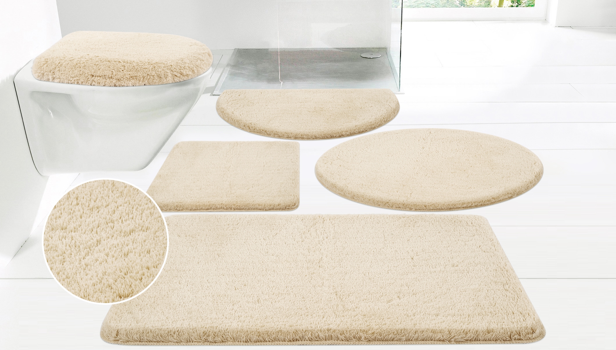 my home Badematte "Merida, Badvorleger, Badezimmer Teppich" Höhe 32 mm ruts günstig online kaufen