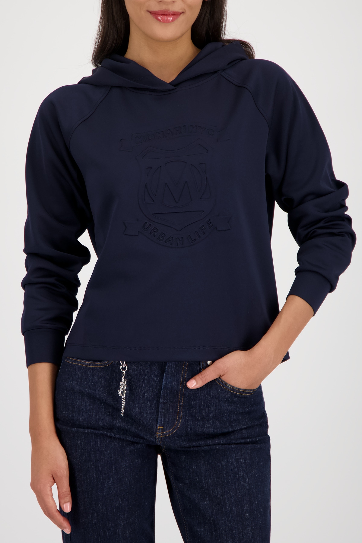 Monari Kapuzensweatshirt, Regular Fit, geprägtes Emblem günstig online kaufen