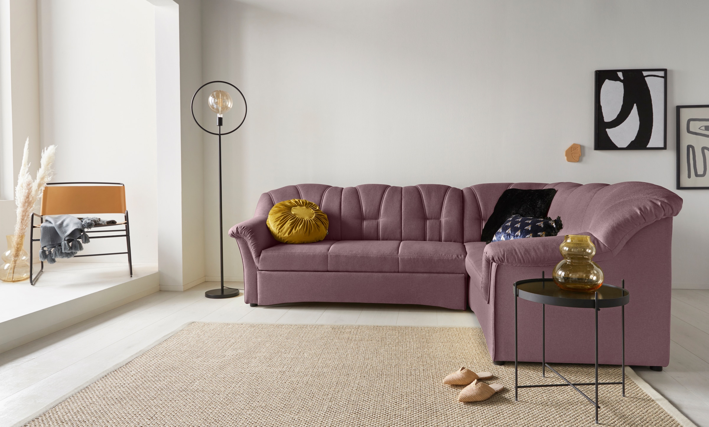 DOMO collection Ecksofa »Papenburg B/T/H: 242/190/84 cm L-Form«, wahlweise mit Bettfunktion, Langer Schenkel links oder rechts