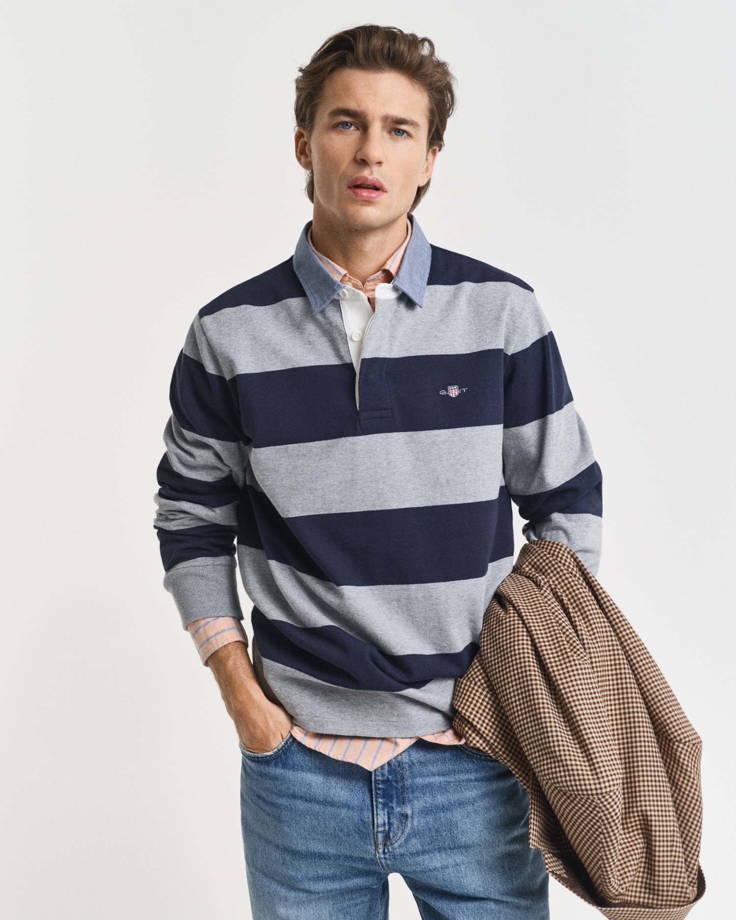 Gant Langarm-Poloshirt "REG CHAMBRAY STRIPE HEAVY RUGGER" günstig online kaufen