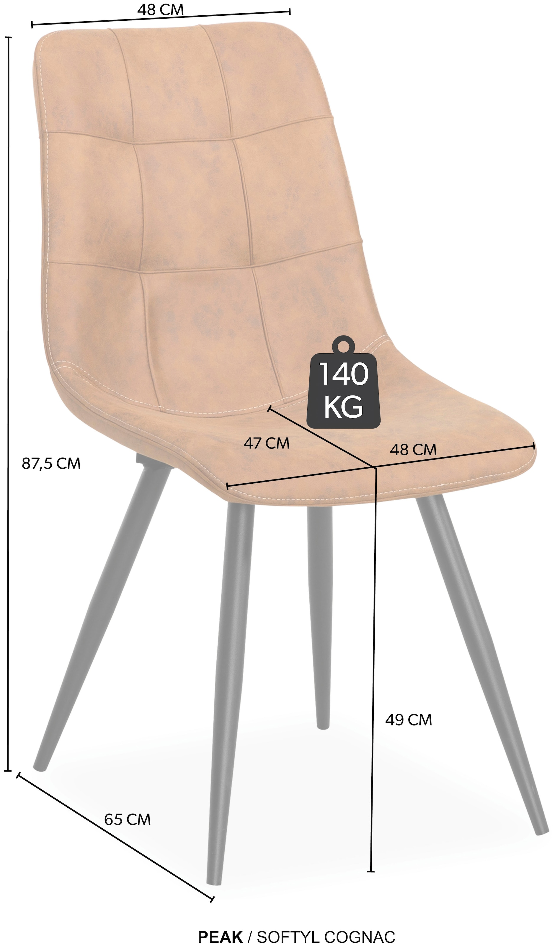 OMG Design Esszimmerstuhl »Peak«, (Set), 2 St., Stoff, moderne Sitzschale in Microfaser Lederoptik