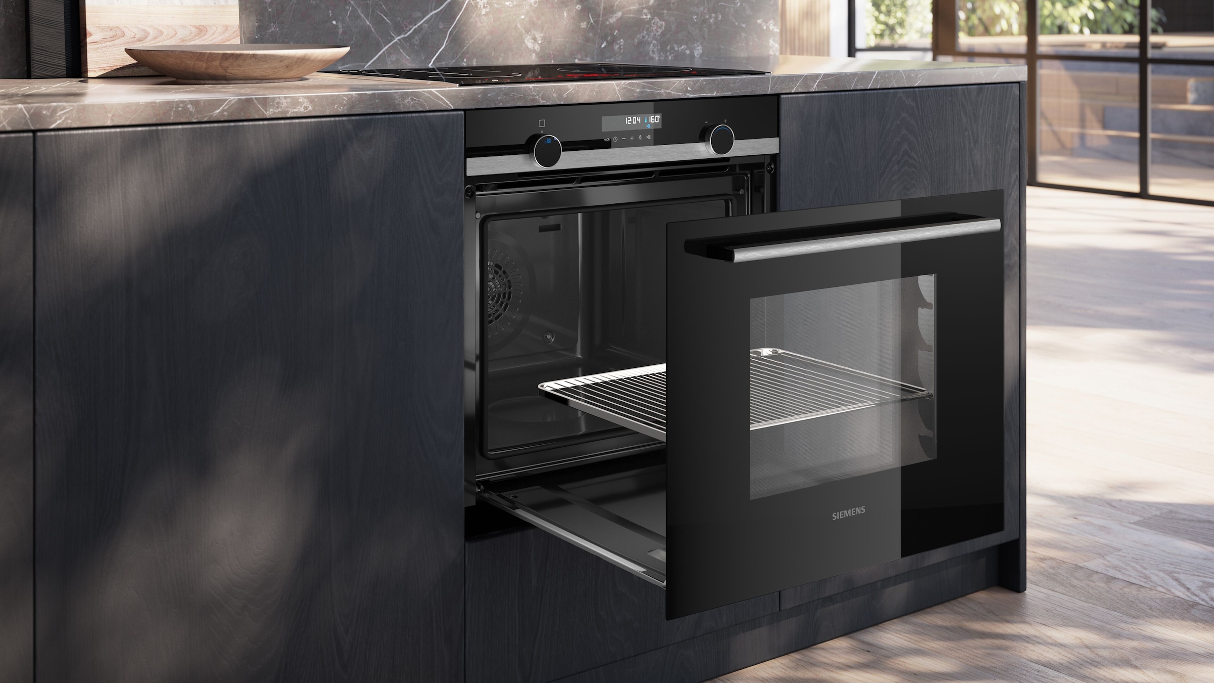 SIEMENS Pyrolyse Backofen iQ500 »HB578HBS7«, mit Teleskopauszug nachrüstbar, Pyrolyse-Selbstreinigung, Backwagen mit ausziehbarer Tür für bequemes Kochen & Backen