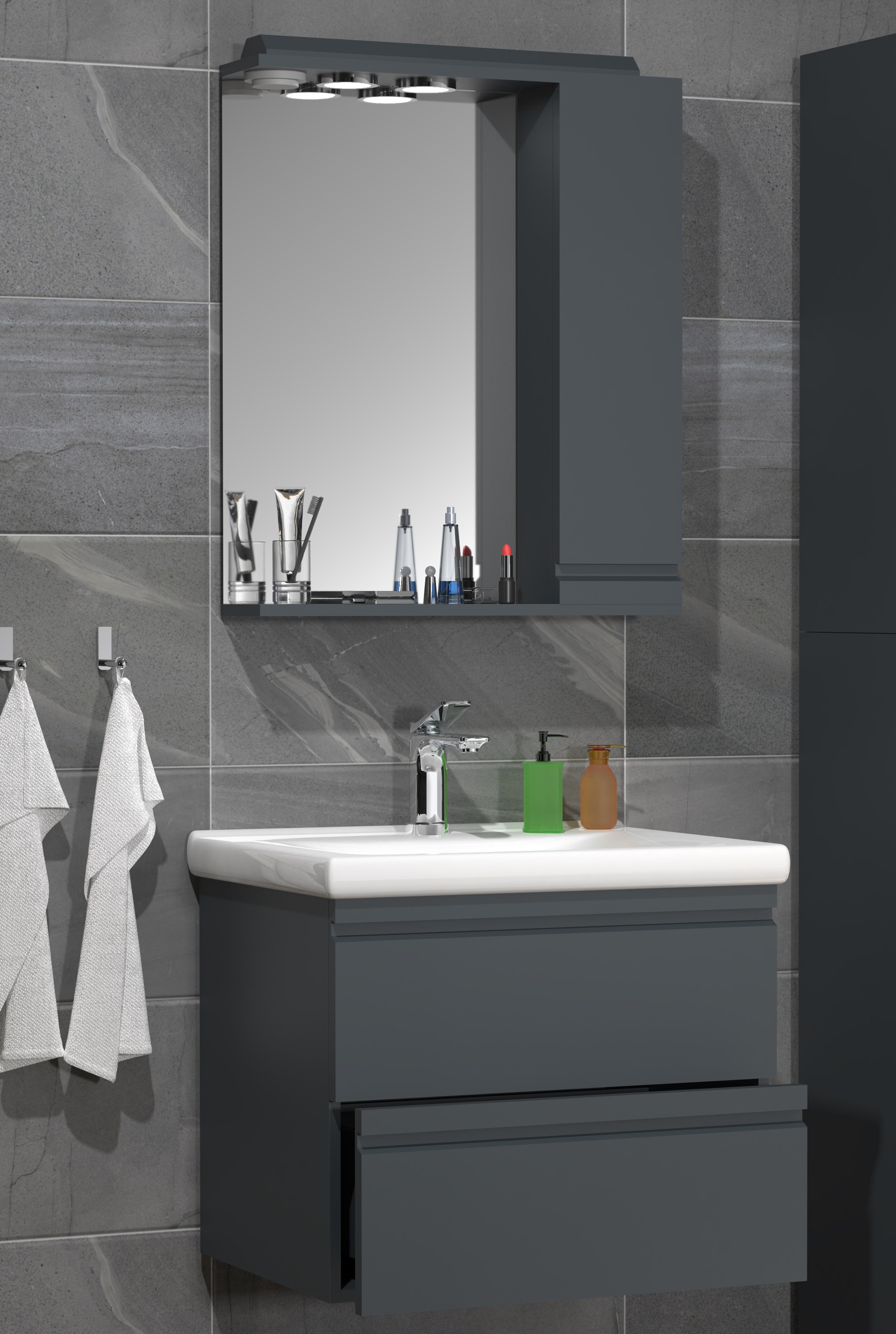 Thumbnail - VCM Waschtisch "3-tlg. Waschplatz Waschtisch Schubladen Silora L" 3 Stk. tlg.