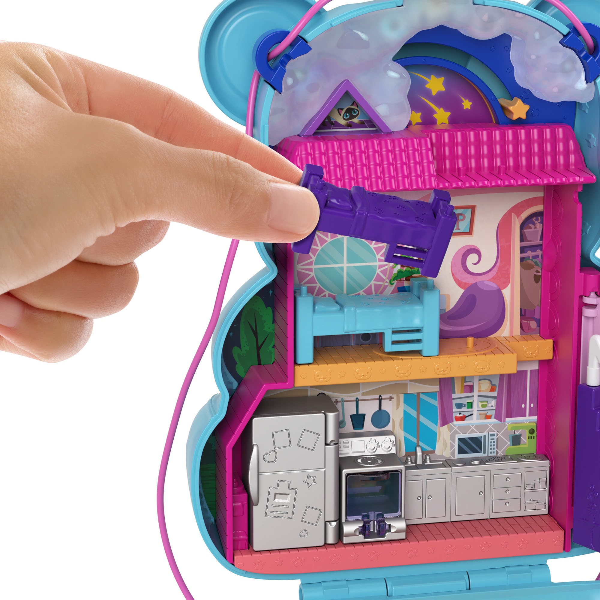 Polly Pocket Spielwelt »Sleepover Teddybär-Tasche«, mit 2 Figuren und Zubehör
