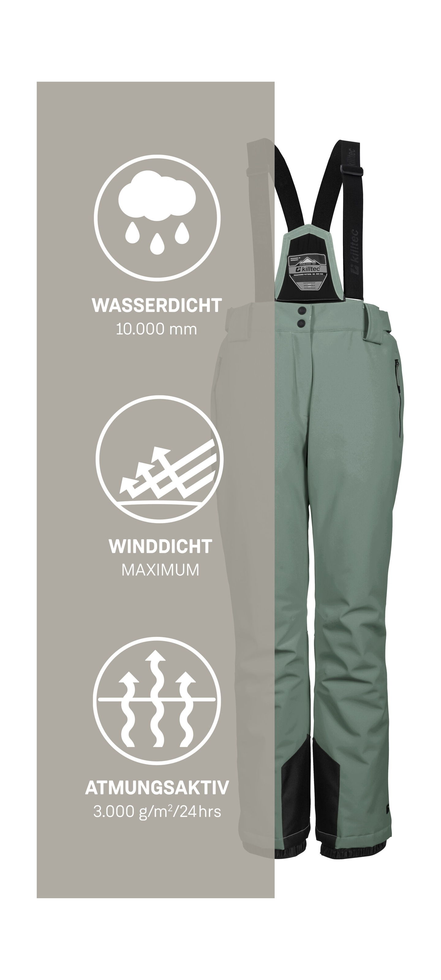 Killtec Skihose »KSW 249 WMN SKI PNTS_ERIELLE«, Wind- und wasserdicht, verstellbare Träger, PFAs-frei imprägniert