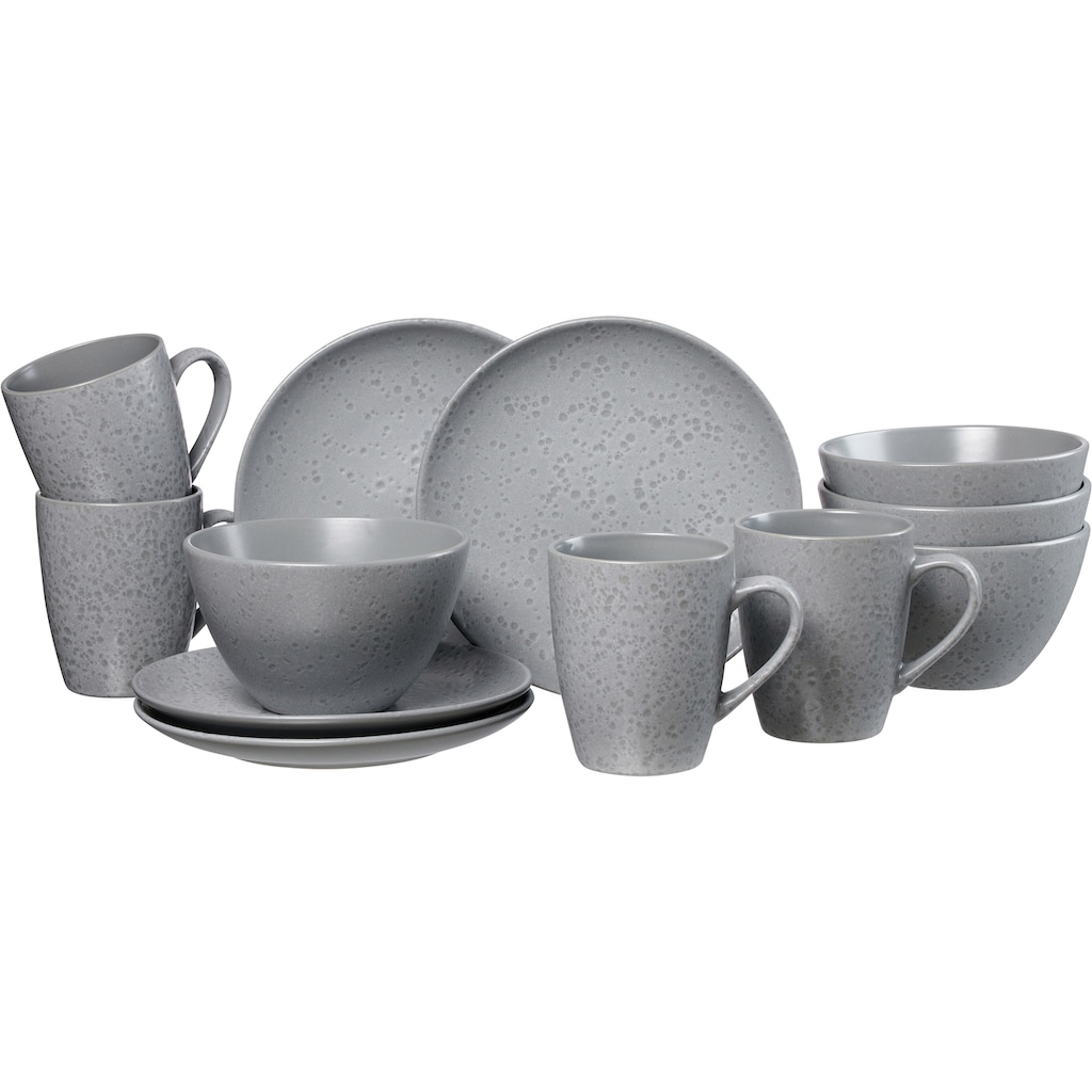 Ritzenhoff & Breker Frühstücks-Geschirrset »Service, Kitwe (Teller, Schale, Kaffeebecher)«, (Set, 12 tlg., 4 Kaffeebecher (370 ml), 4 Schalen, 4 Frühstücksteller)