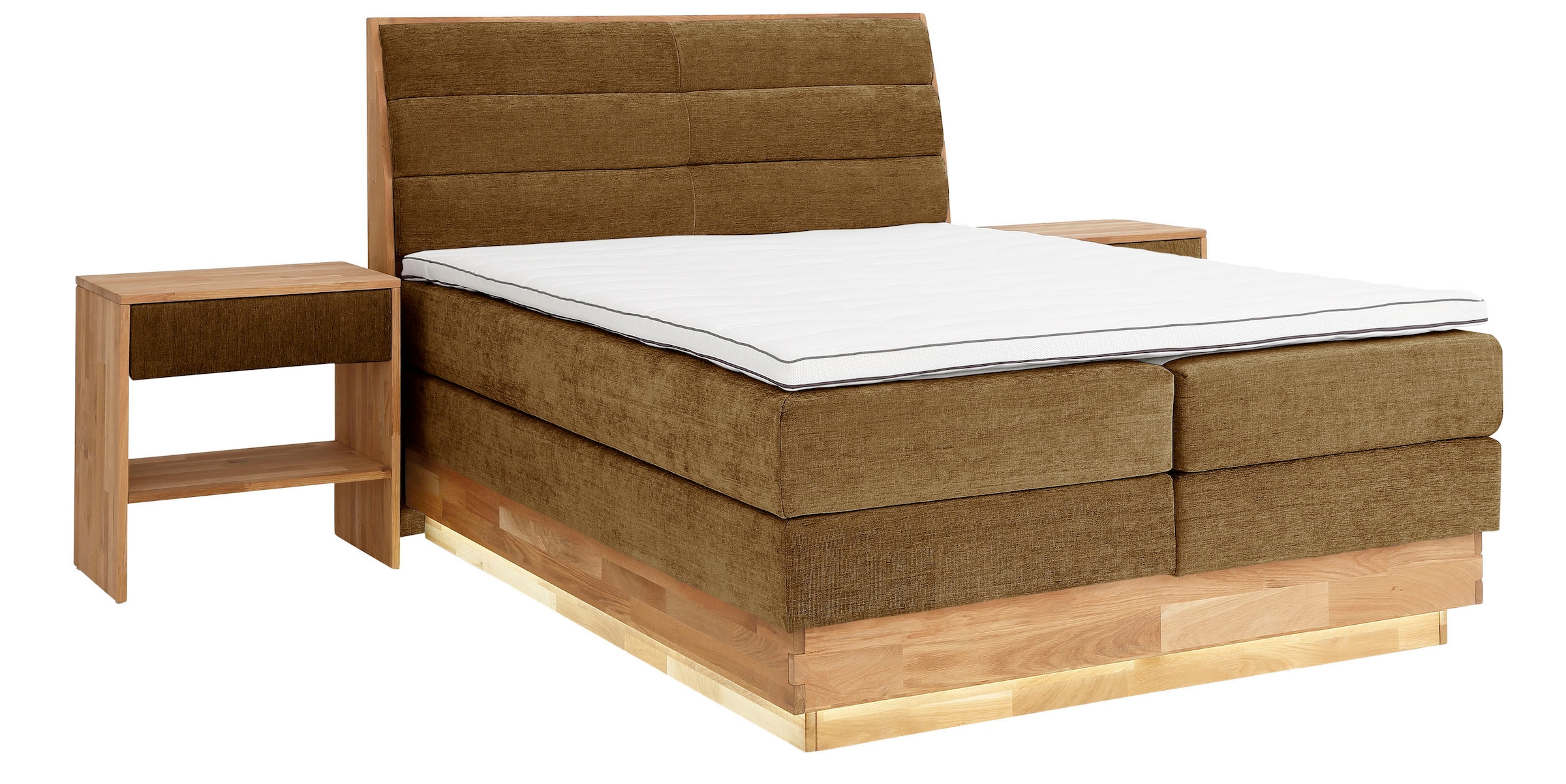 OTTO products Boxspringbett, LED-Beleuchtung, mit zertifizierten, recycelten Bezugsstoffen