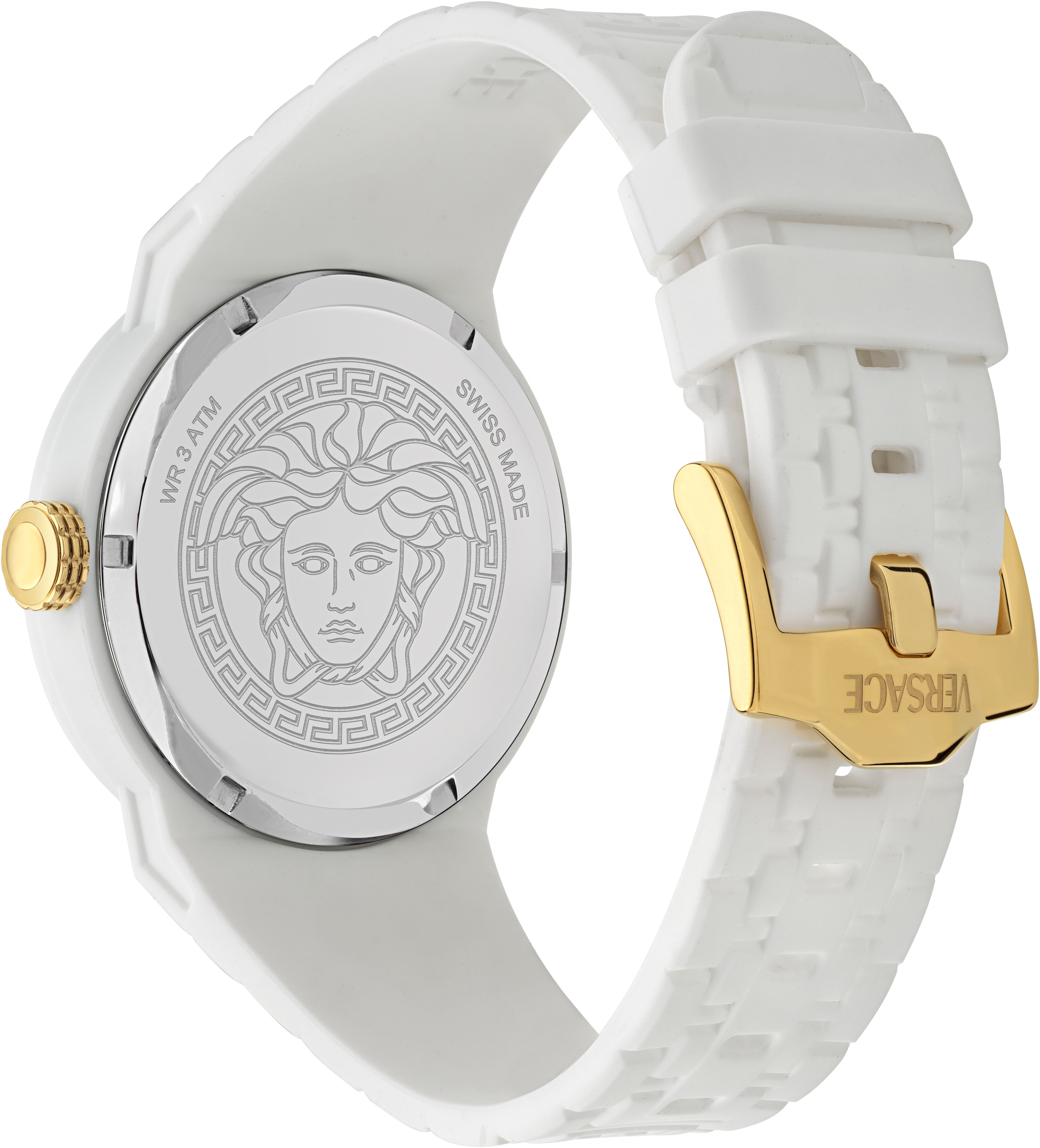 Versace Quarzuhr »V-POP GENTS«, Armbanduhr, Herrenuhr, Swiss Made, Silikonarmband, analog, Saphirglas