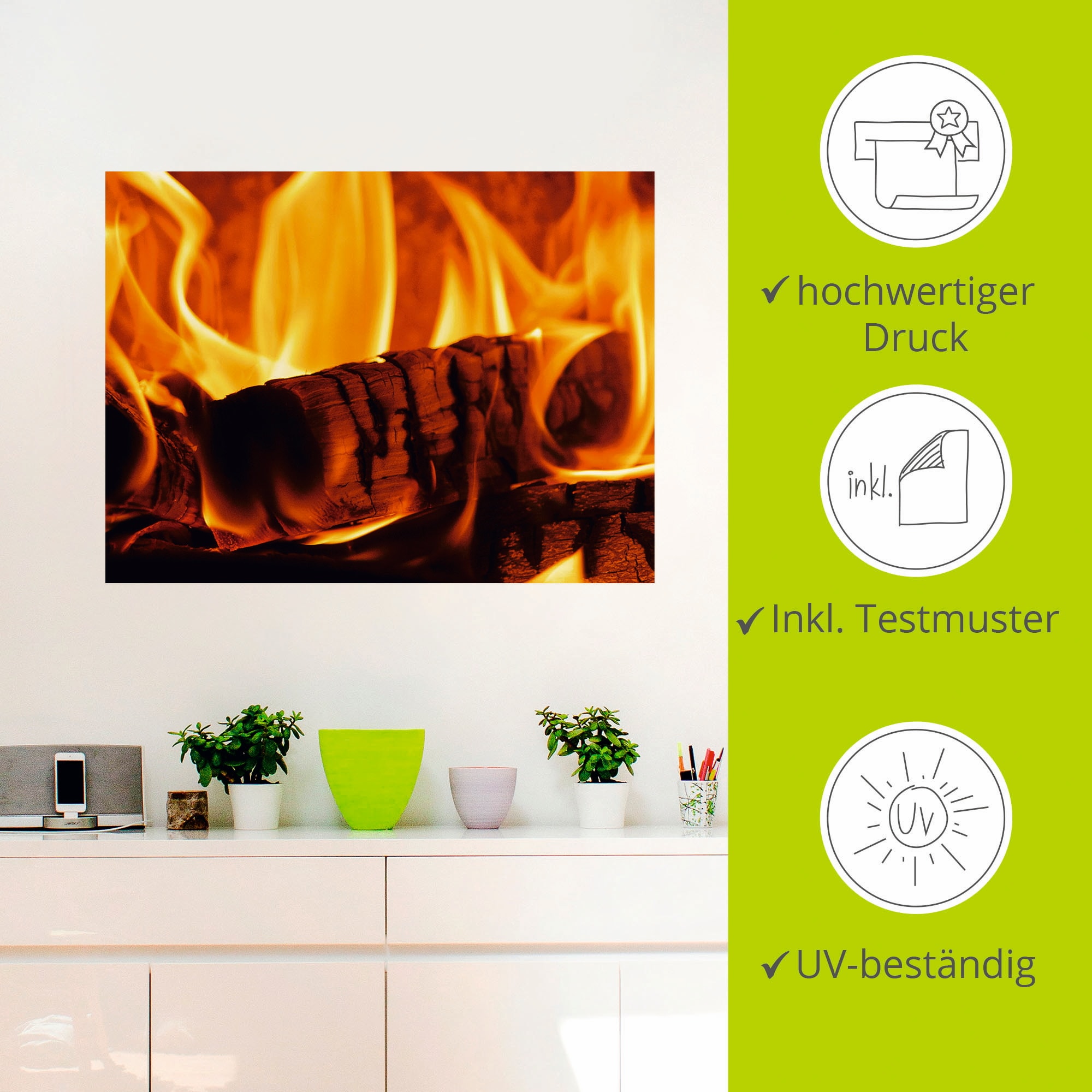 Artland Wandbild »Kaminfeuer 3«, Arrangements, (1 St.), als Poster, Wandaufkleber in verschied. Größen