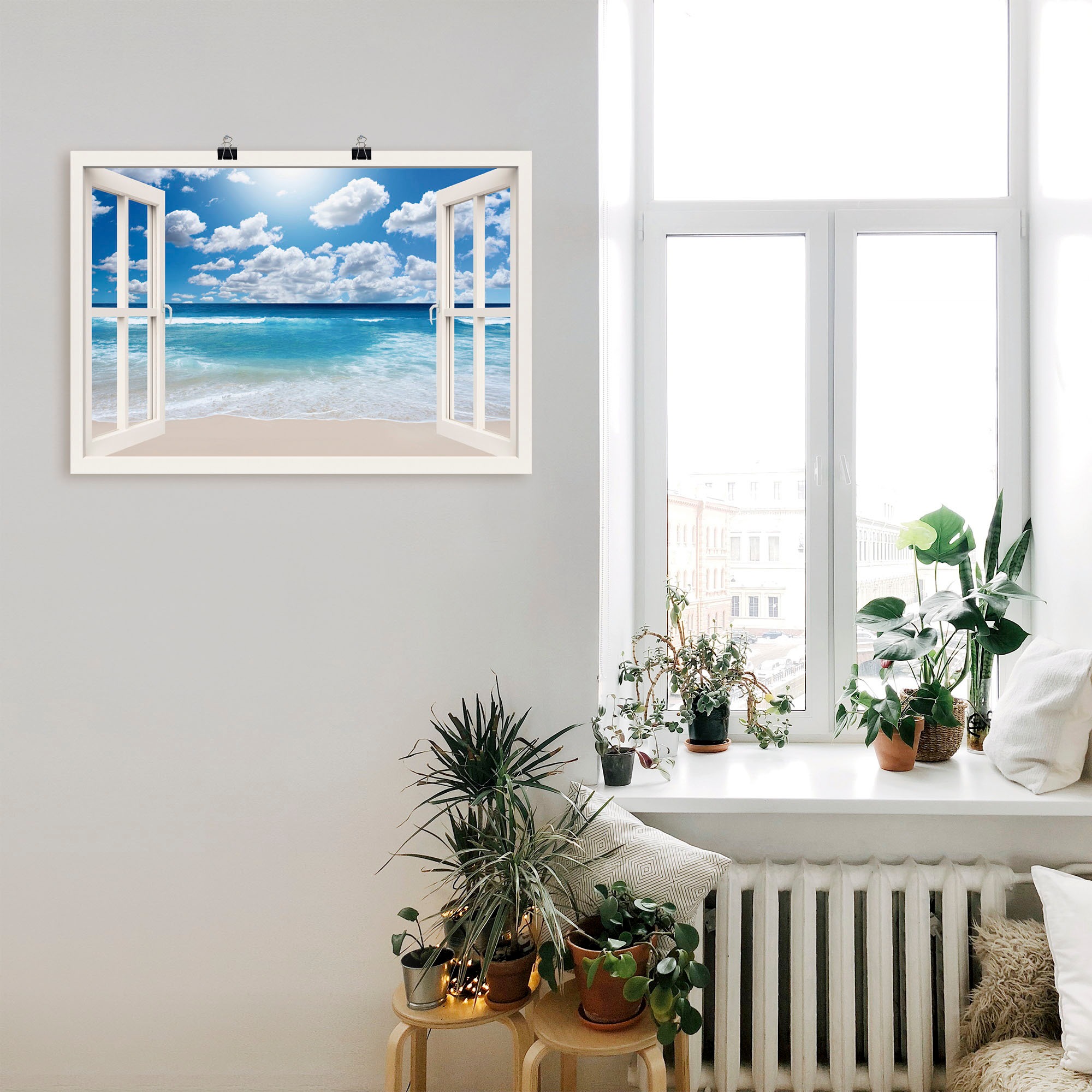 Artland Wandbild "Fensterblick Großartige Strandlandschaft" Fensterblick 1 günstig online kaufen