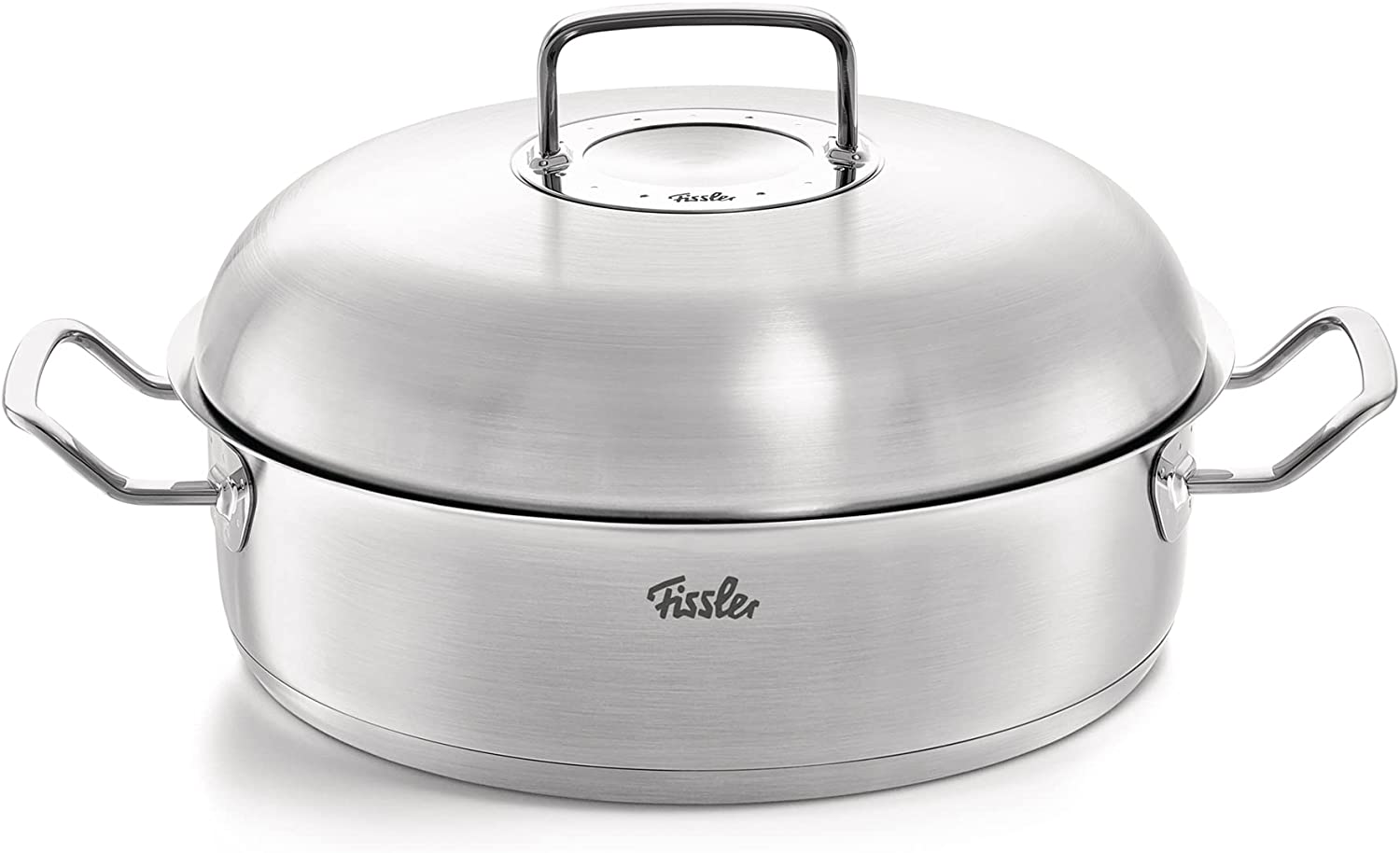 Fissler Servierpfanne "ORIGINAL-PROFI COLLECTION Servierpfanne mit Hochraumdeckel" Edelstahl 18/10 2 Stk. tlg. mit breitem Schüttrand, Kaltmetallgriffen. Made in Germany