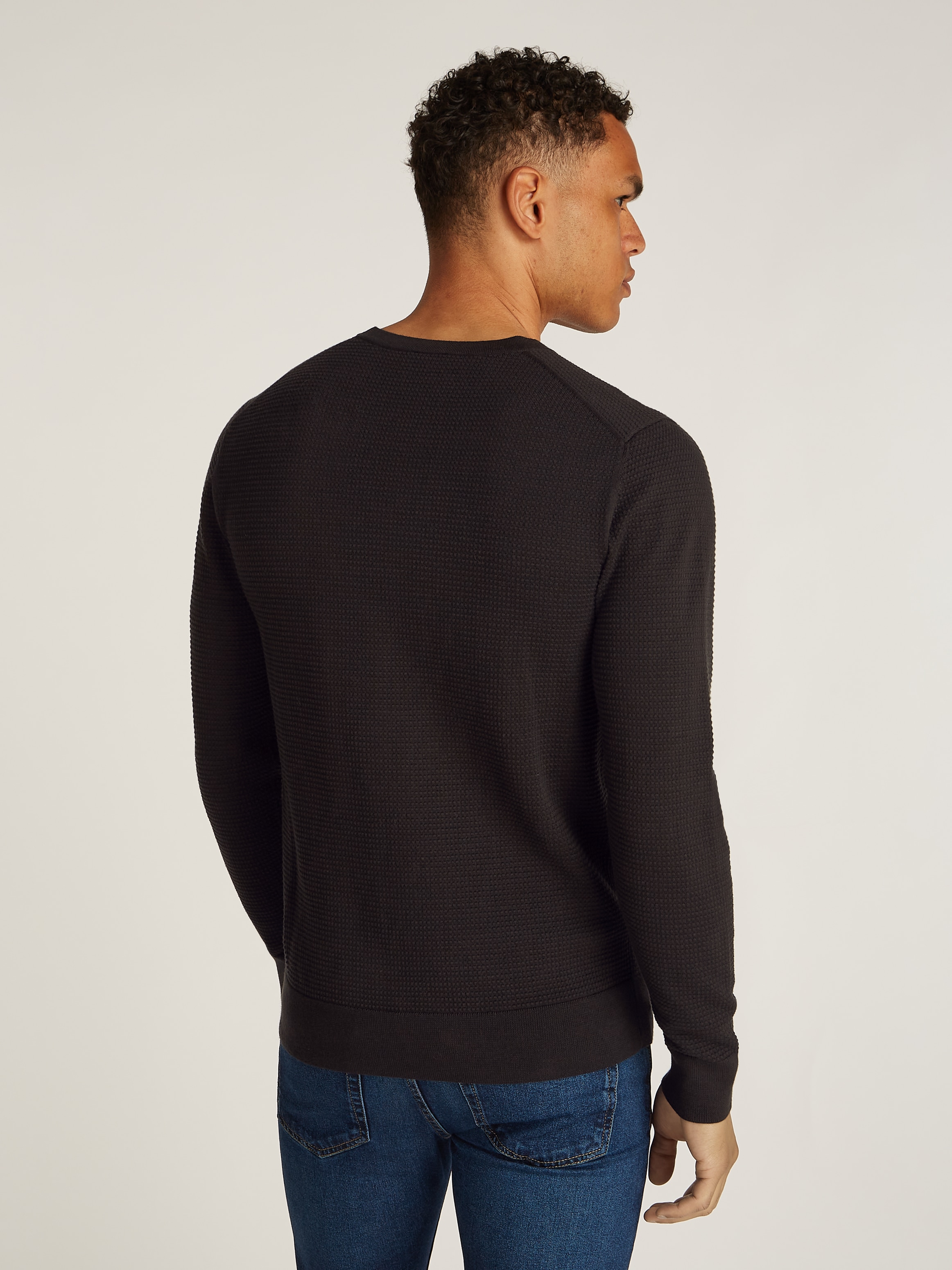 Calvin Klein Rundhalspullover "WAFFLE TEXTURE CN SWEATER", mit Logoprint günstig online kaufen