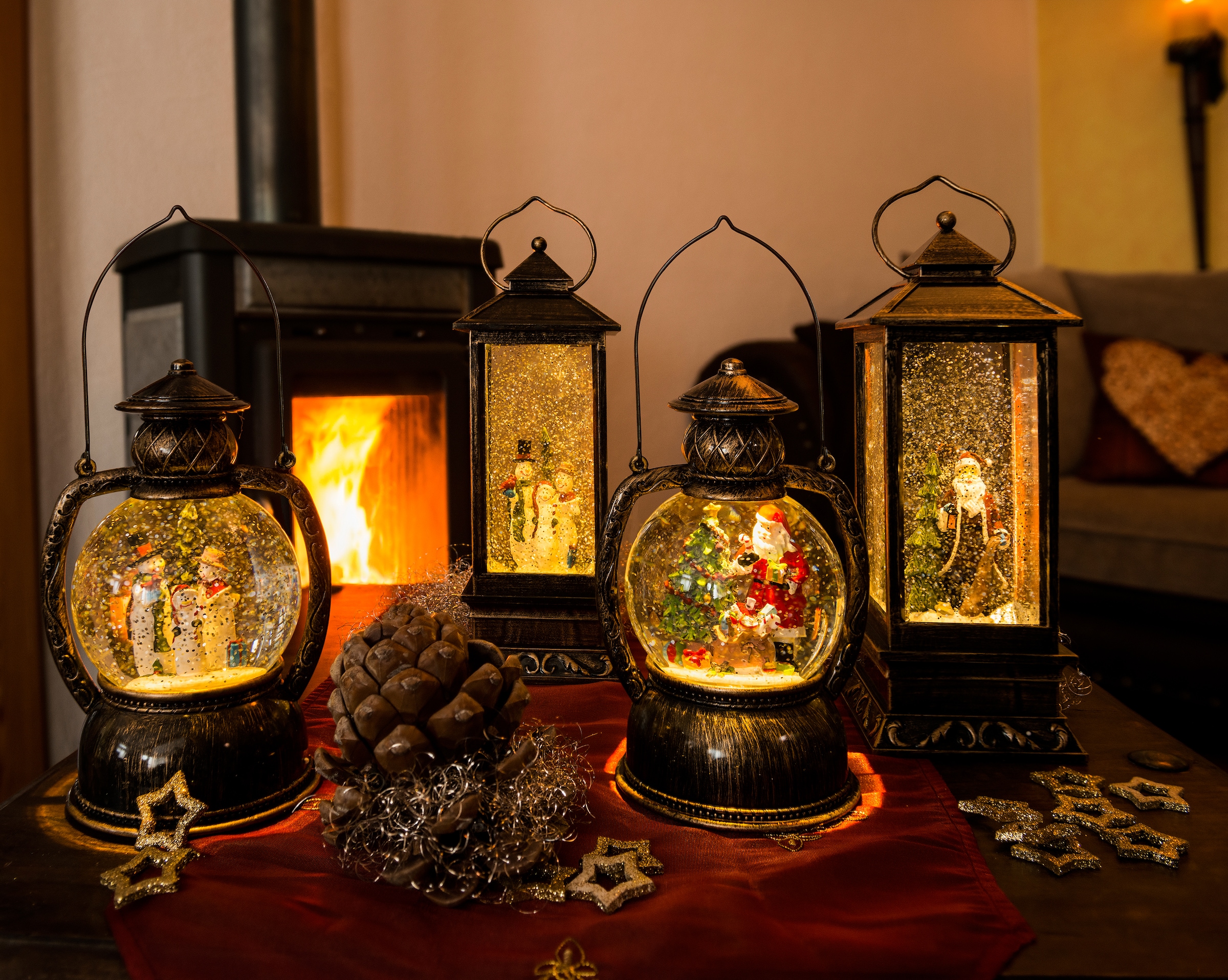 Weihnachtsdeko«, wassergefüllte LED »Schneemannfamilie, Kugellaterne Laterne | mit Timer KONSTSMIDE BAUR